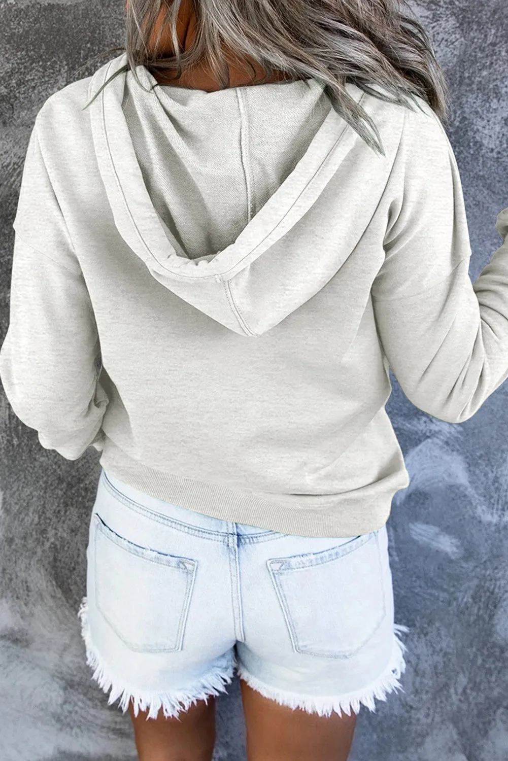 Dropped Shoulder Long Sleeve Hoodie with Pocket - 9 colors
