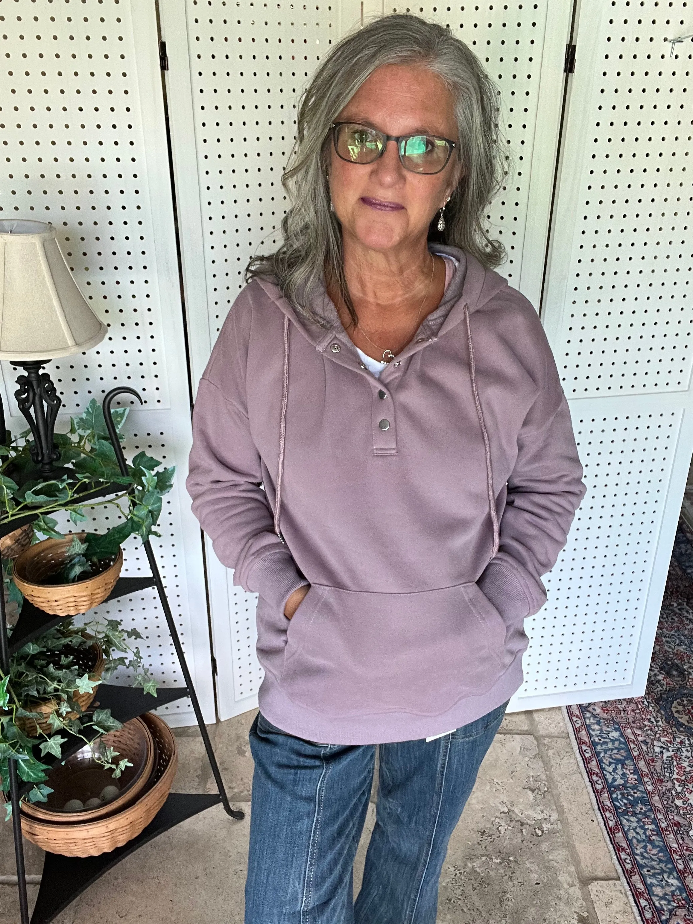 Dropped Shoulder Long Sleeve Hoodie with Pocket - 9 colors