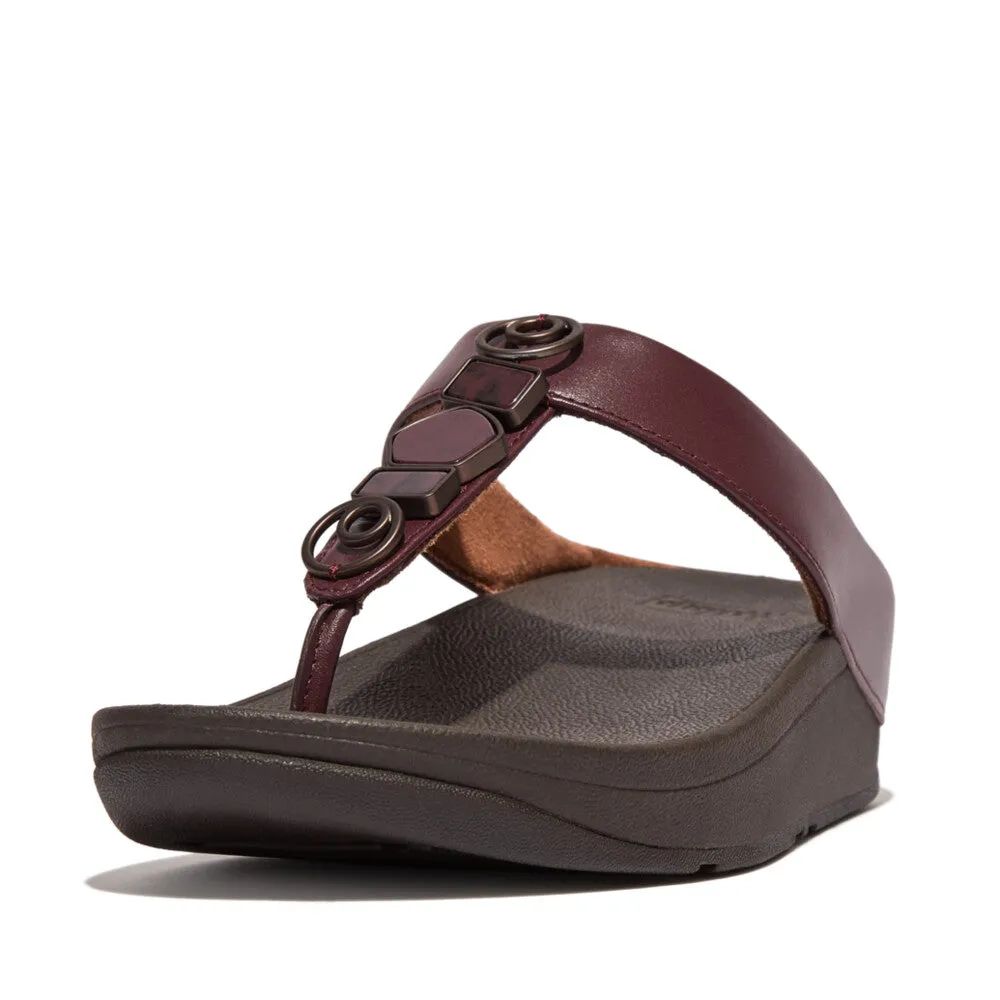 FitFlop Fino Stone Trim Toe Post Sandals Plum