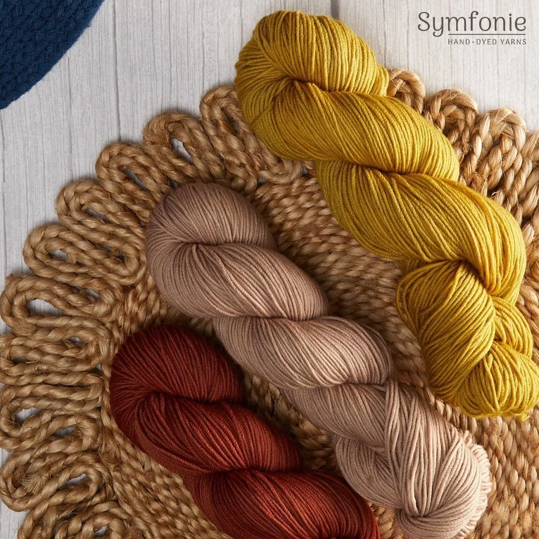 Flora Symfonie Yarns KnitPro - 5 Yarn Bundle Pack (5 x 100g) - OR1002 Soft Madder Semisolid Color - 100% Naturally Dyed Merino DK