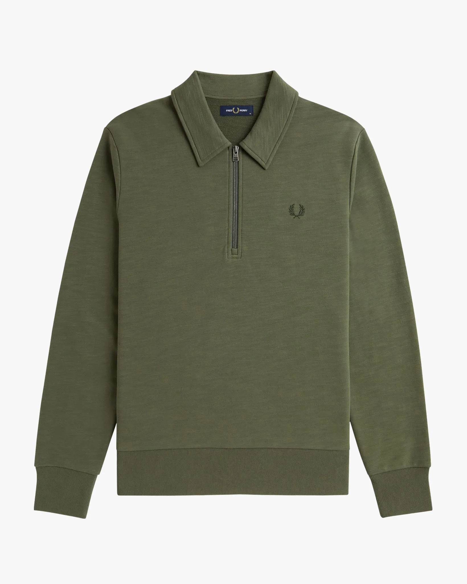 Fred Perry Zip Neck Collar Sweatshirt - Laurel Wreath Green