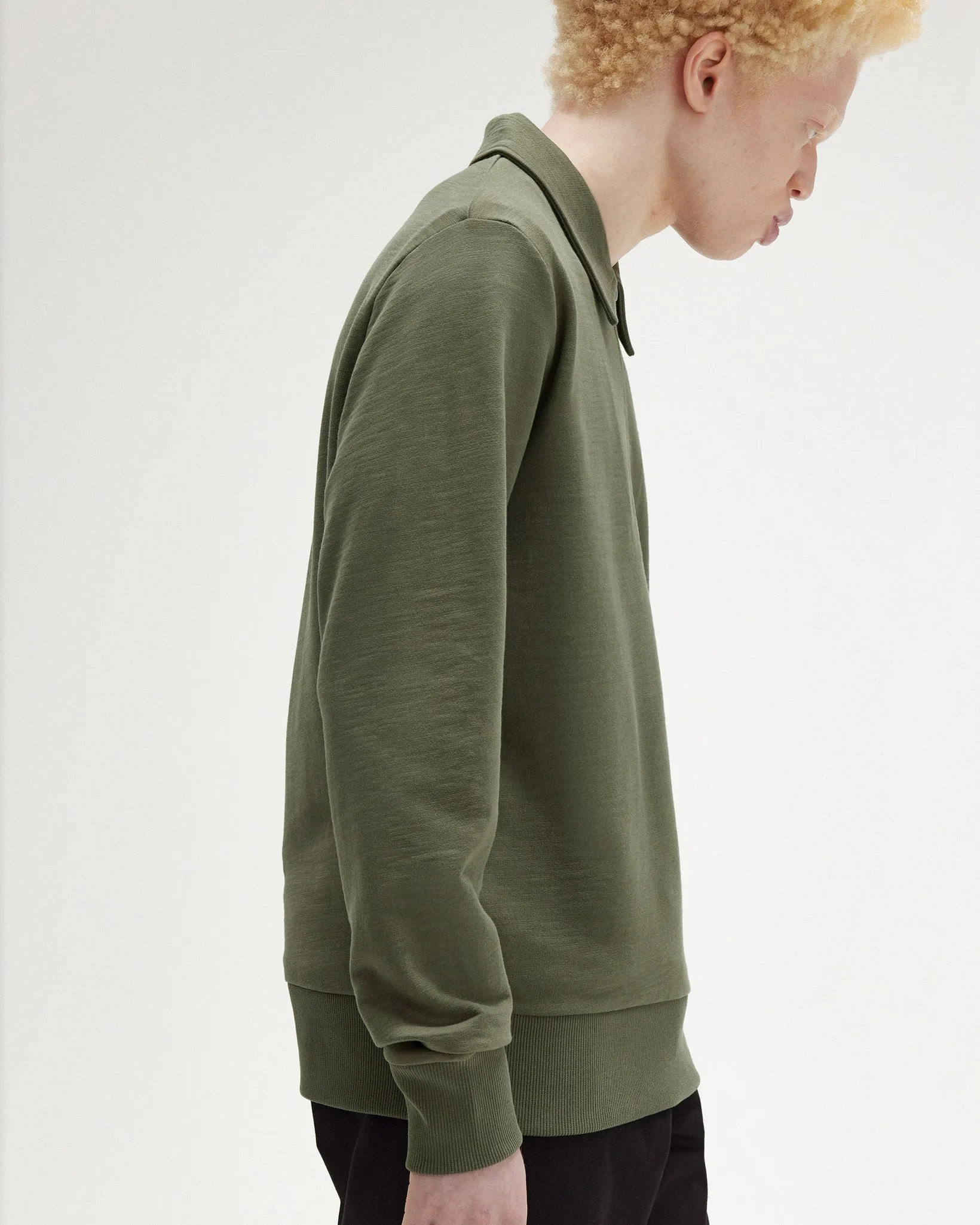Fred Perry Zip Neck Collar Sweatshirt - Laurel Wreath Green
