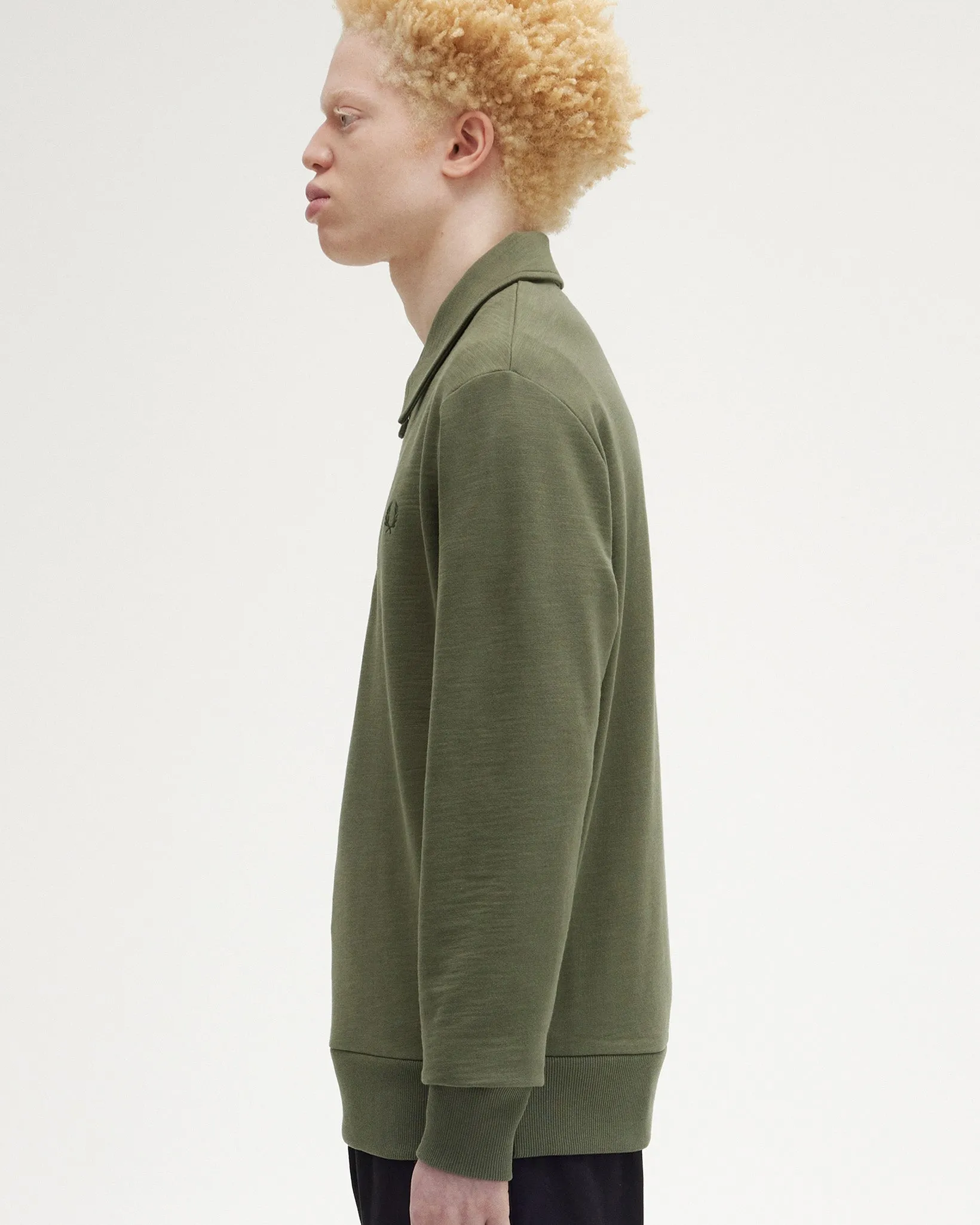 Fred Perry Zip Neck Collar Sweatshirt - Laurel Wreath Green