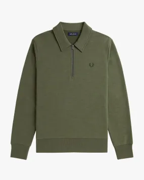 Fred Perry Zip Neck Collar Sweatshirt - Laurel Wreath Green
