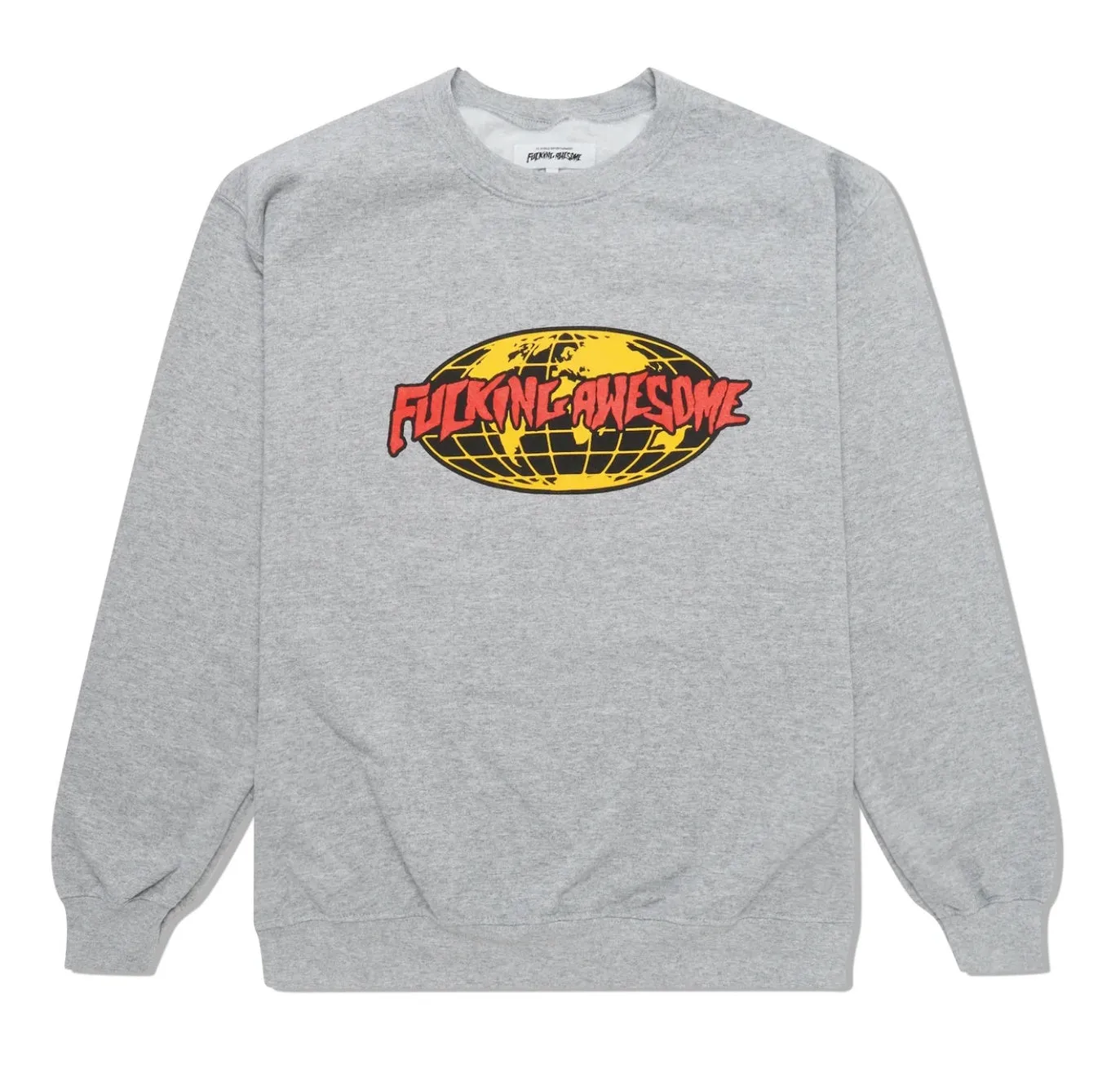Fucking Awesome World Logo Crewneck / Heather Grey