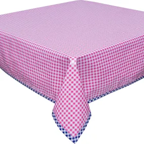 Gingham Pink Oilcloth Tablecloth with Navy Gingham Trim