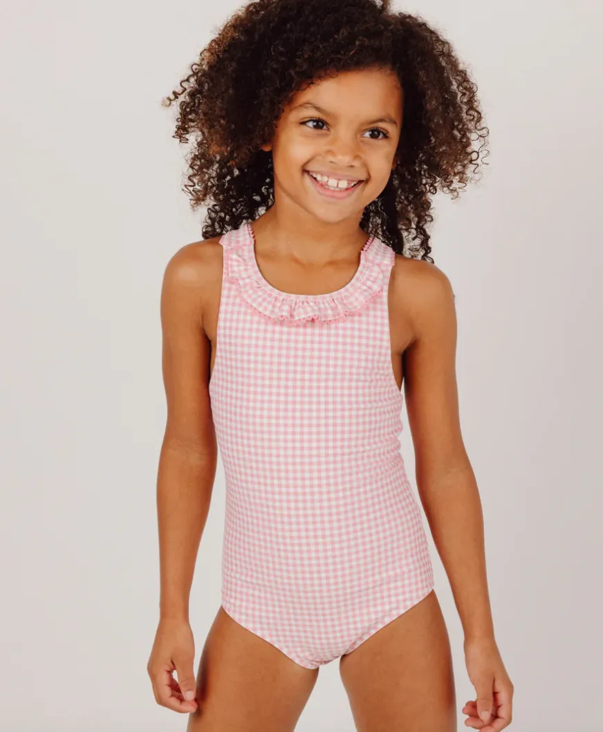 gingham ruffle one piece