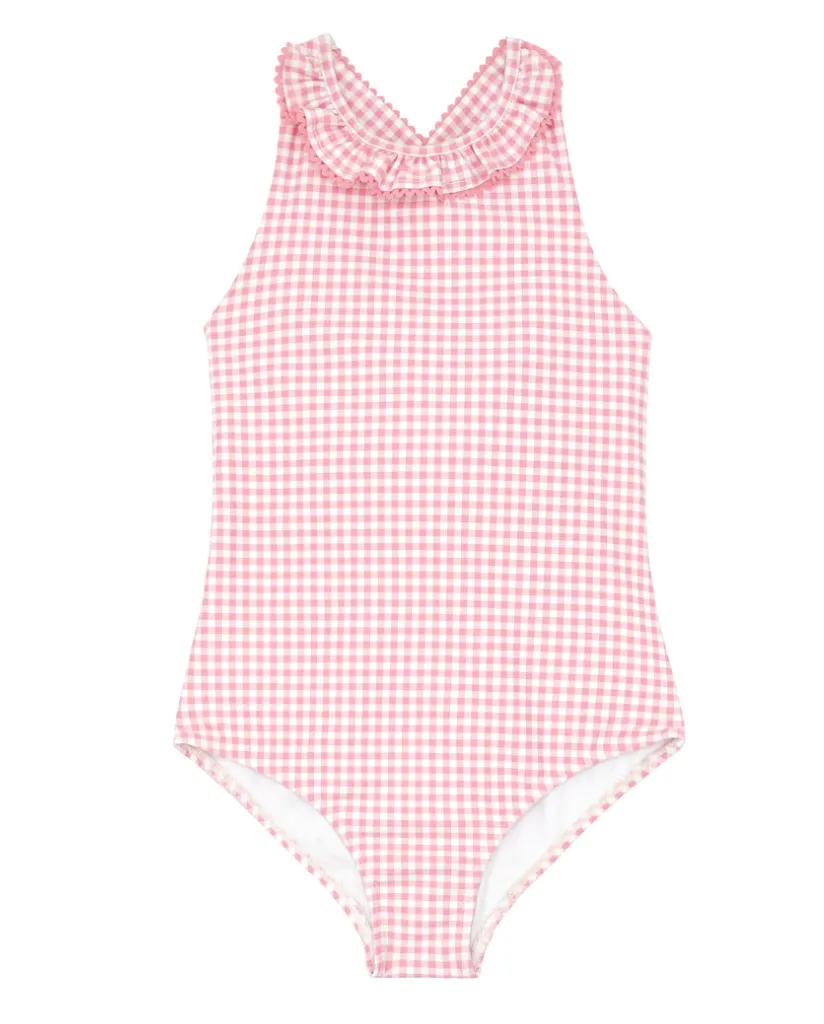 gingham ruffle one piece