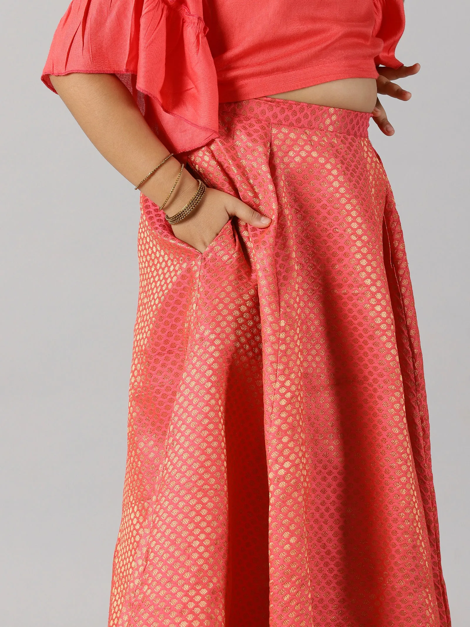 Girls Ethnic Half Sleeve Choli & Lehenga Set