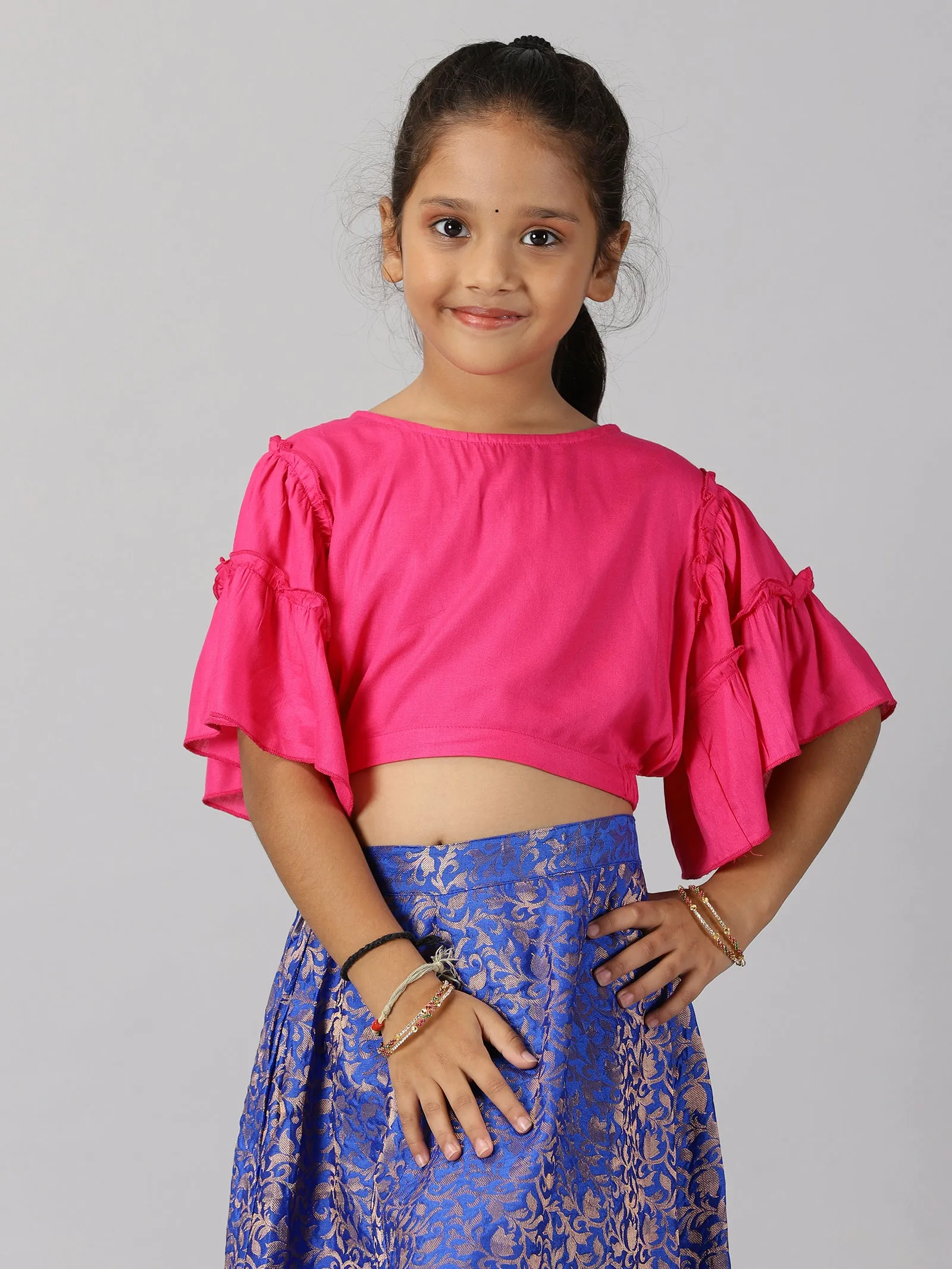 Girls Ethnic Half Sleeve Choli & Lehenga Set