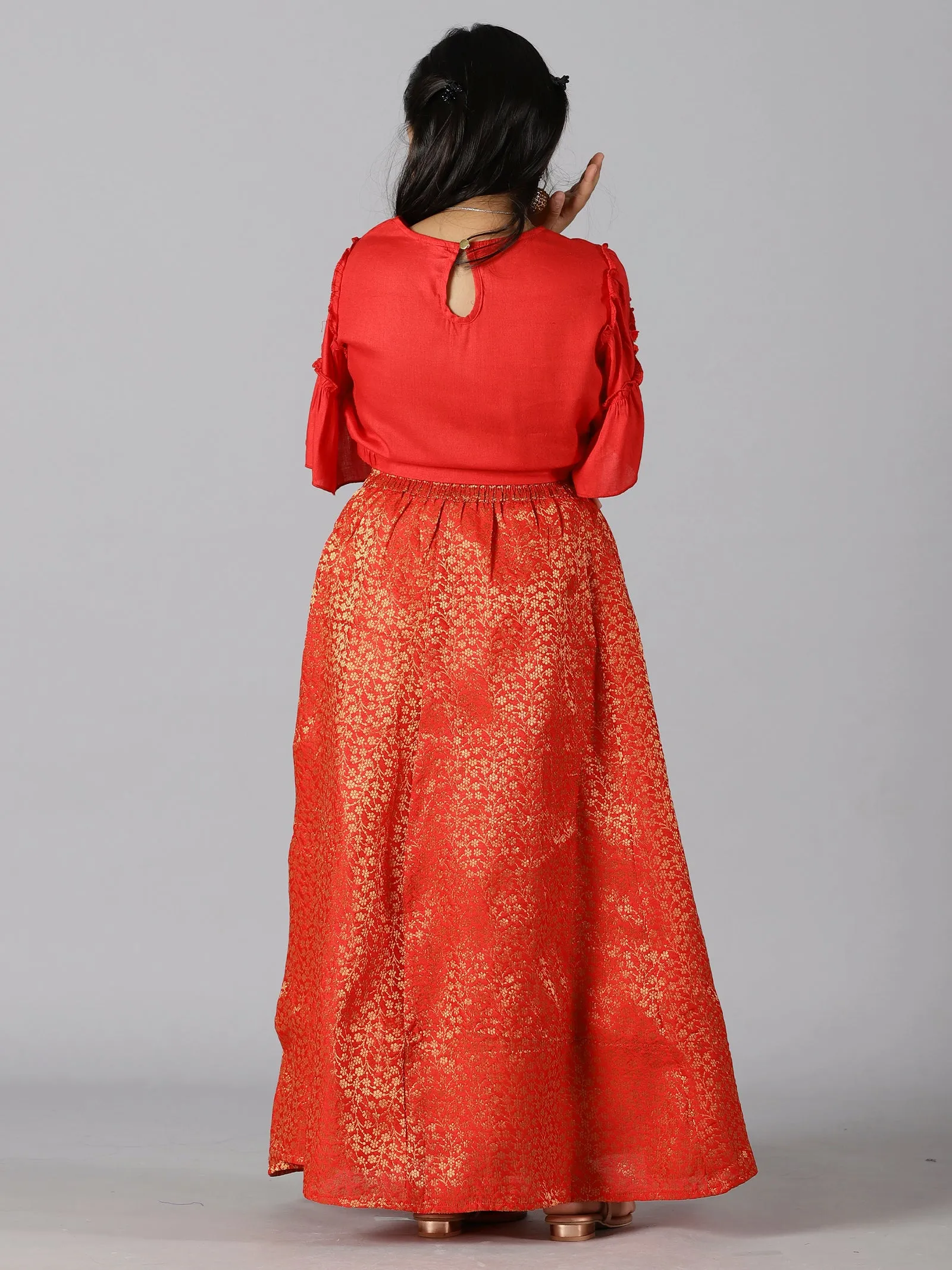 Girls Ethnic Half Sleeve Choli & Lehenga Set