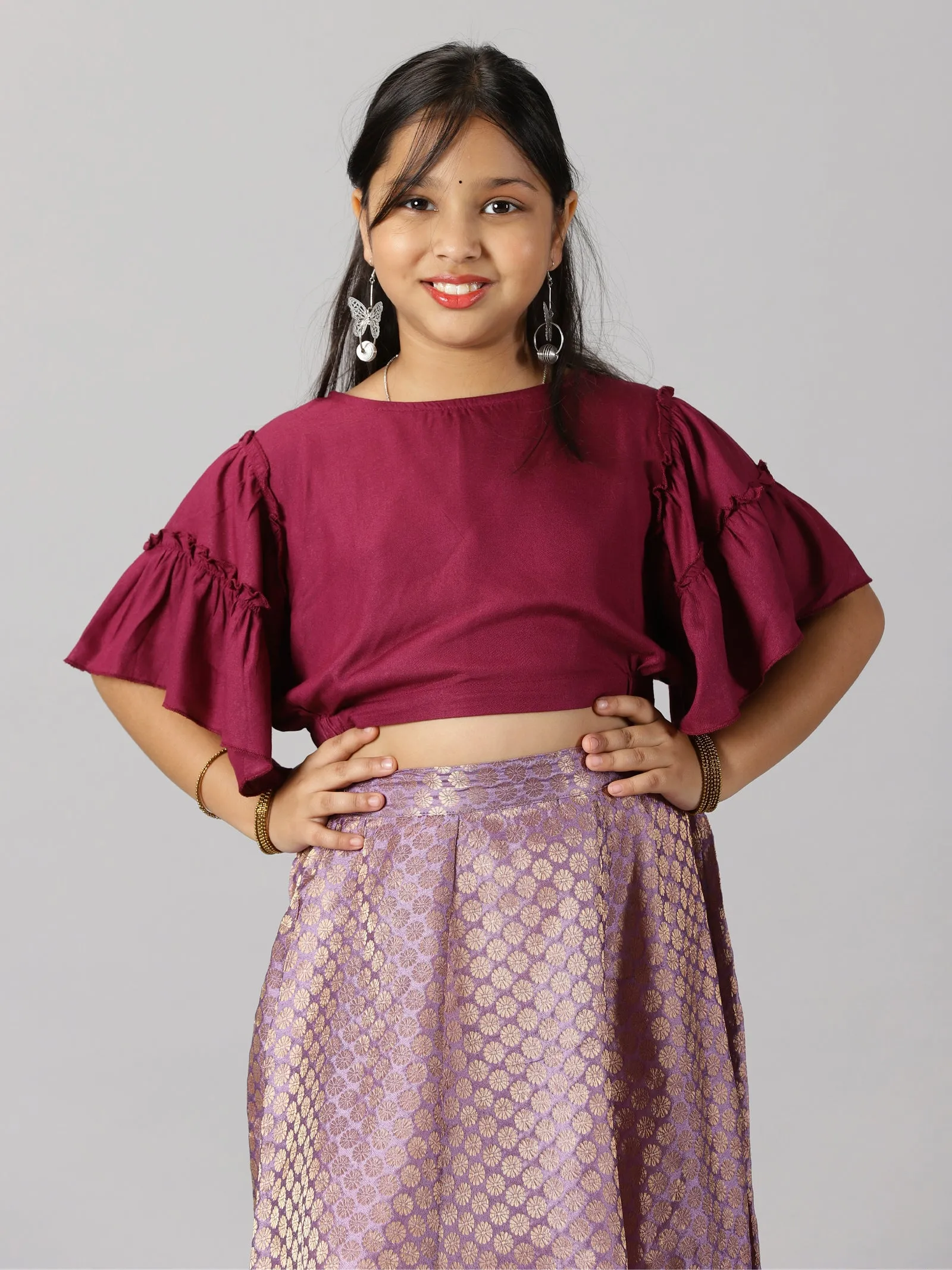 Girls Ethnic Half Sleeve Choli & Lehenga Set