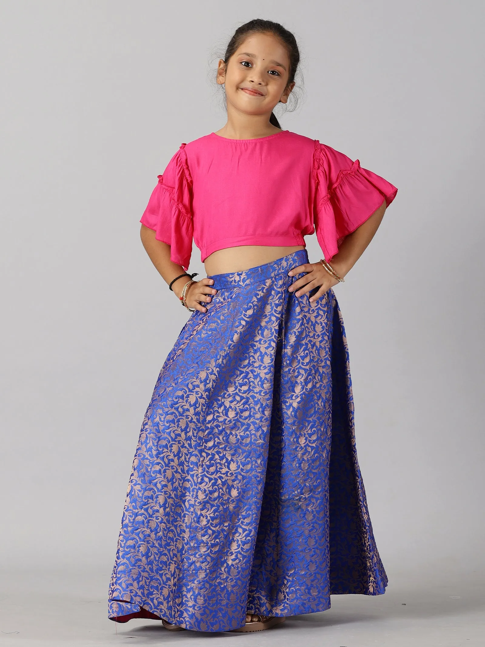 Girls Ethnic Half Sleeve Choli & Lehenga Set