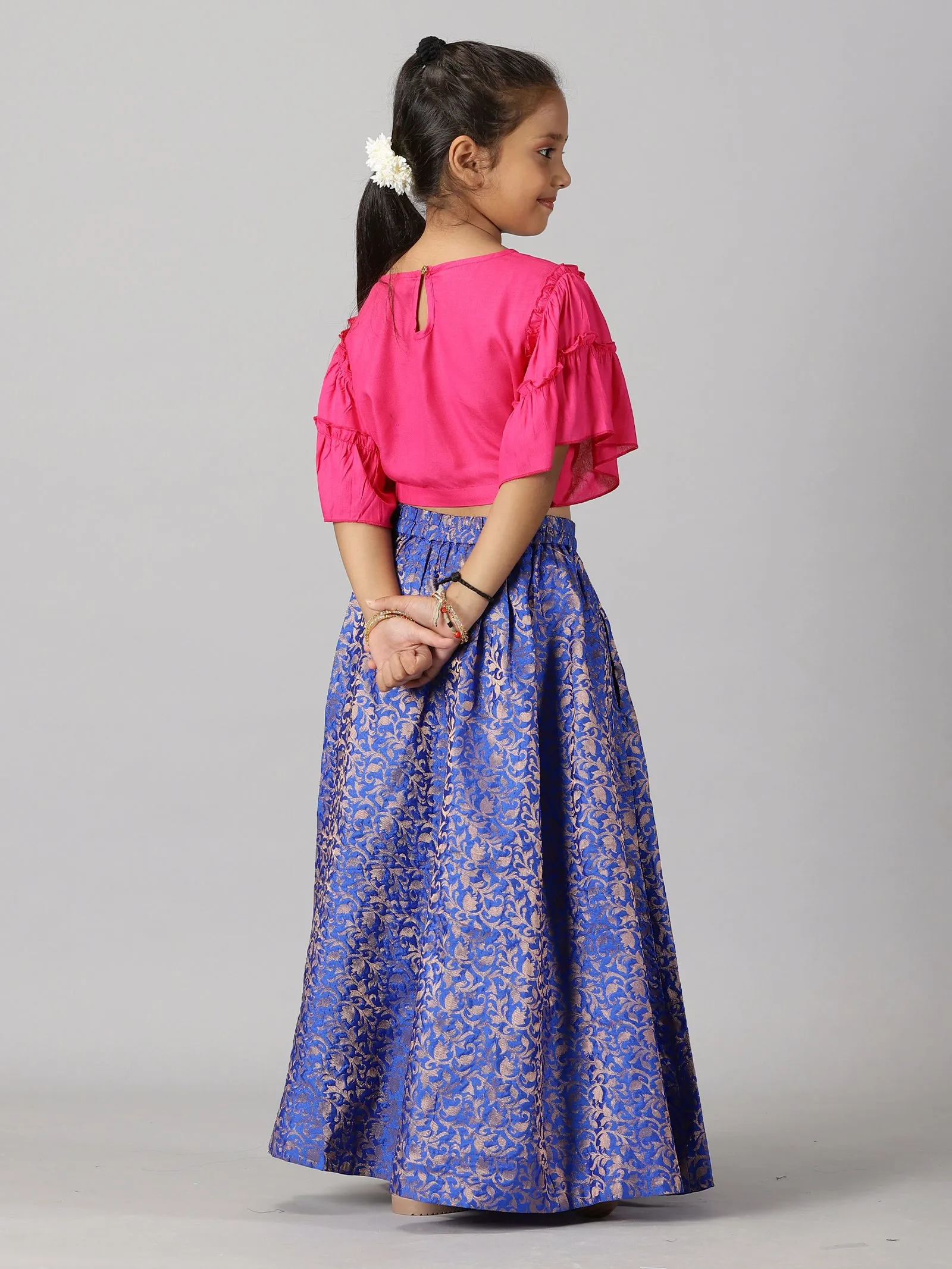 Girls Ethnic Half Sleeve Choli & Lehenga Set