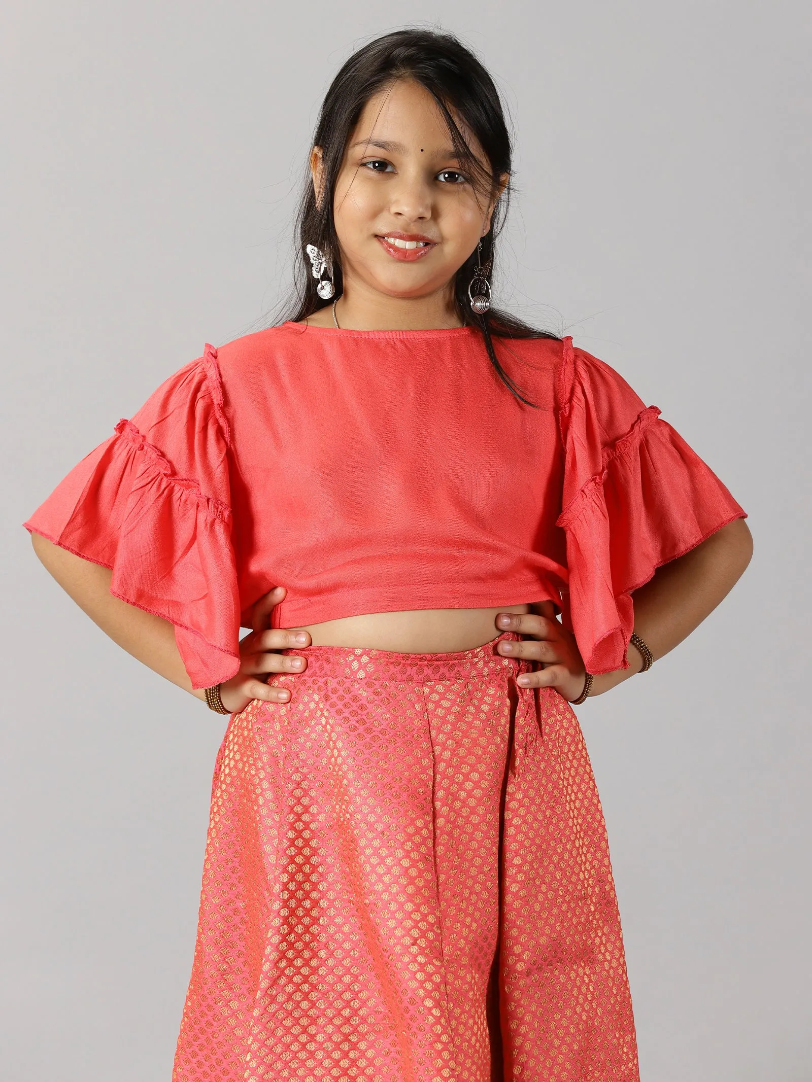 Girls Ethnic Half Sleeve Choli & Lehenga Set