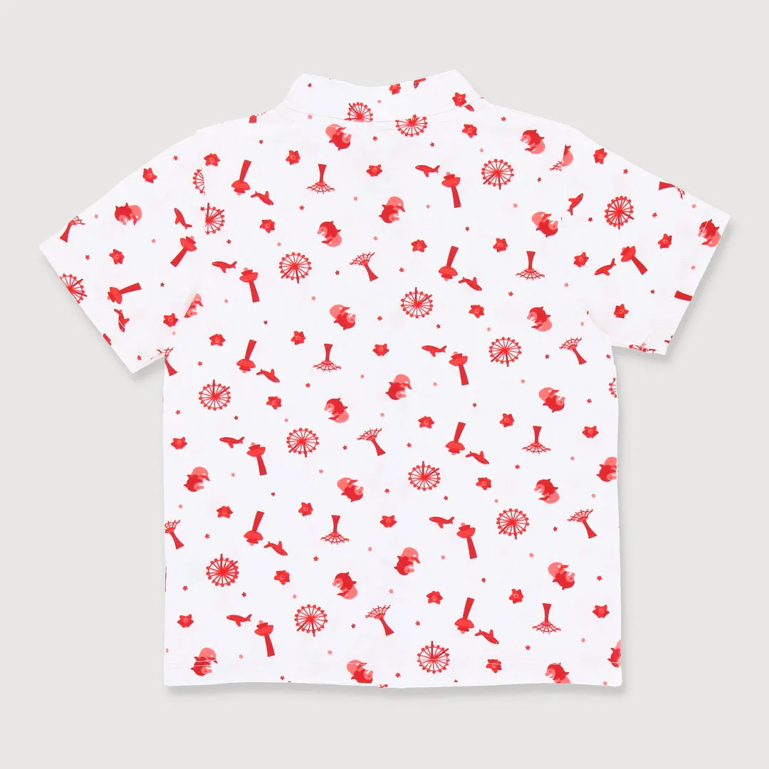Heritage Singapore Icons Baby Mandarin Collar Shirt