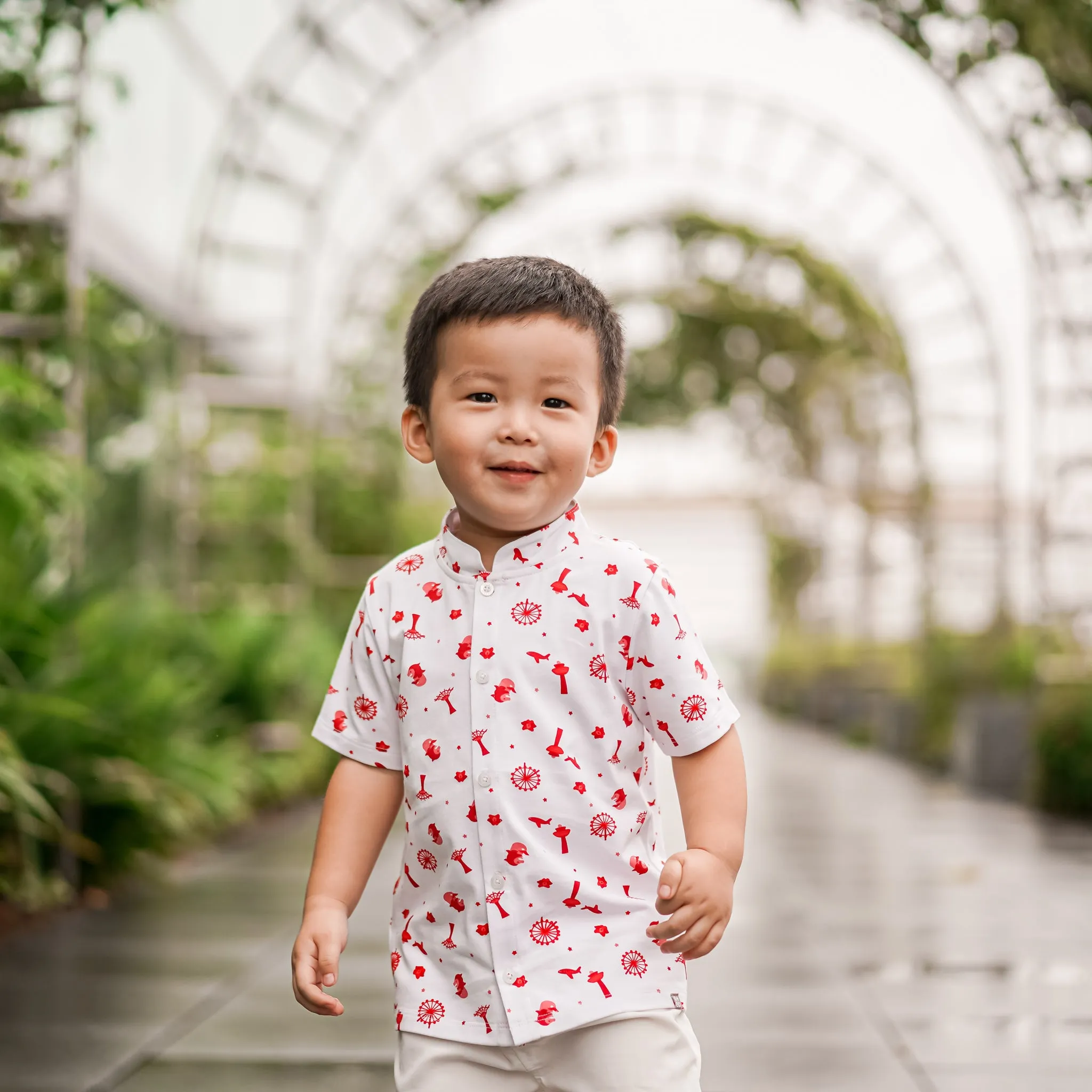 Heritage Singapore Icons Baby Mandarin Collar Shirt