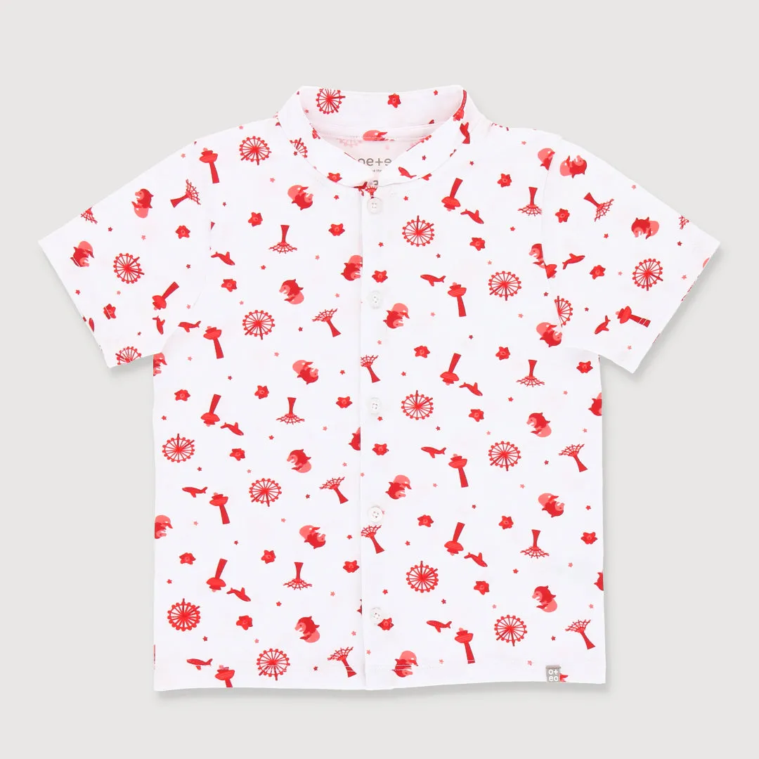 Heritage Singapore Icons Baby Mandarin Collar Shirt