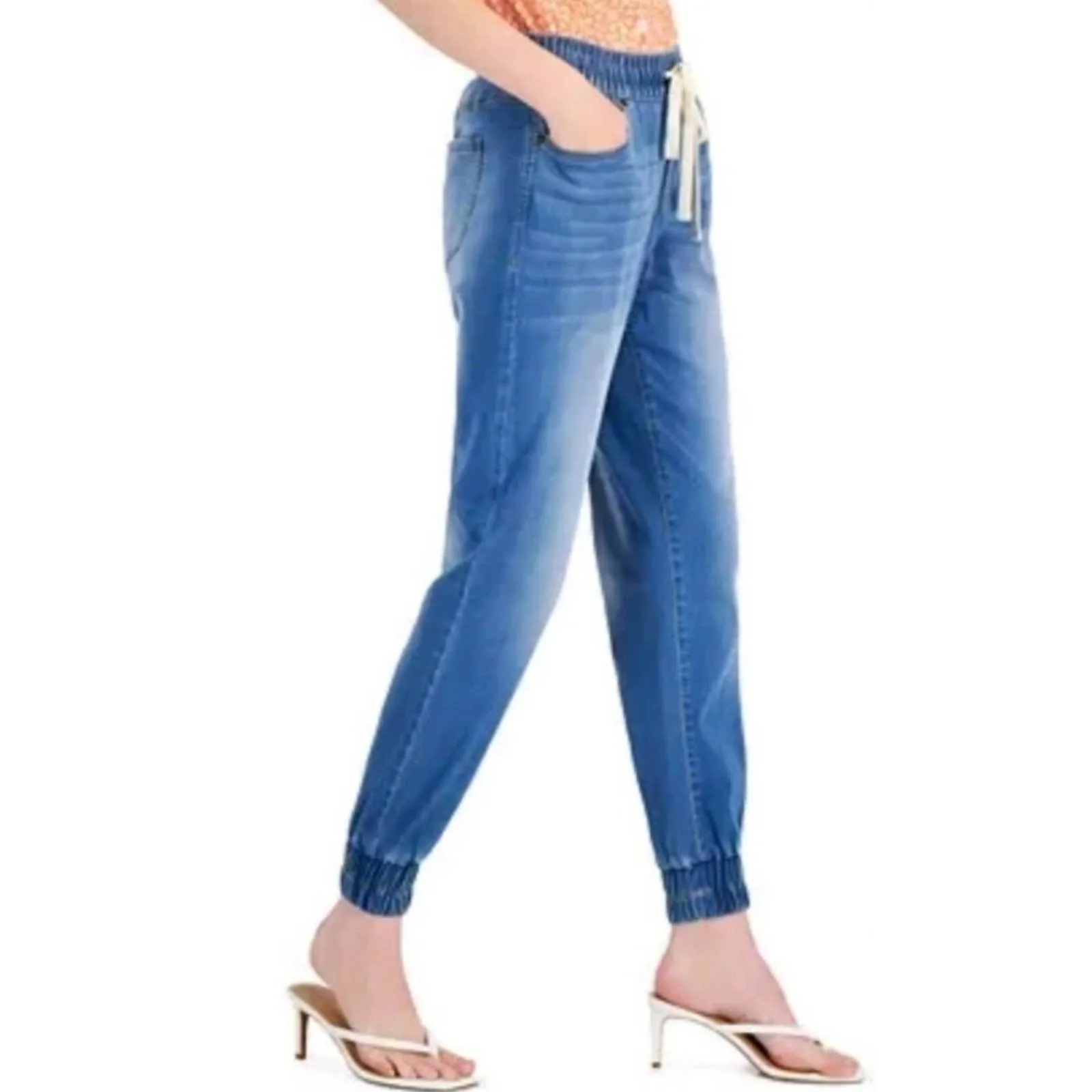 INC High Rise Denim Jogger Pants XS Medium Indigo