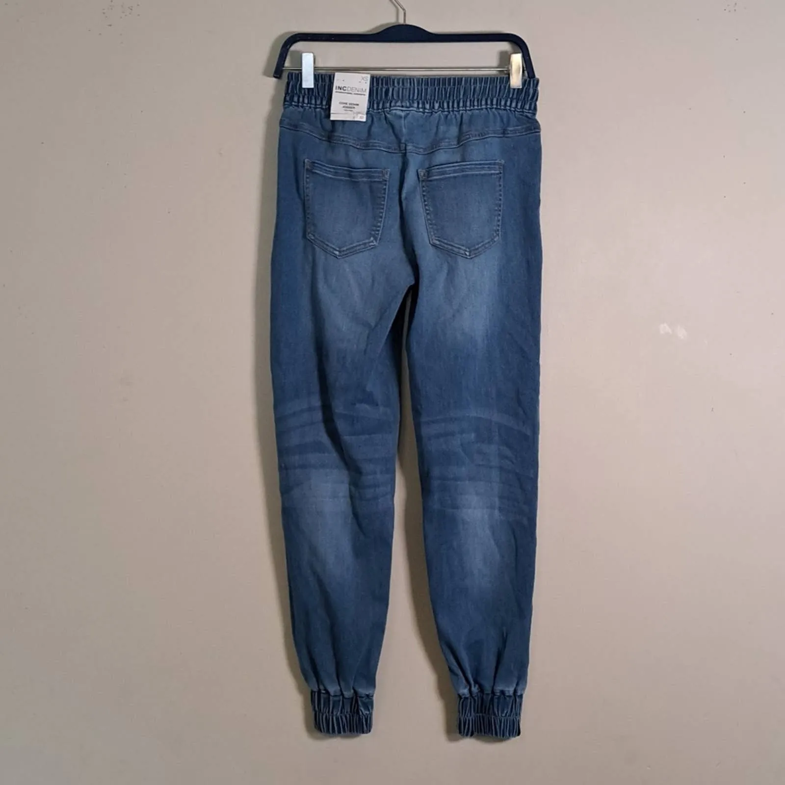 INC High Rise Denim Jogger Pants XS Medium Indigo