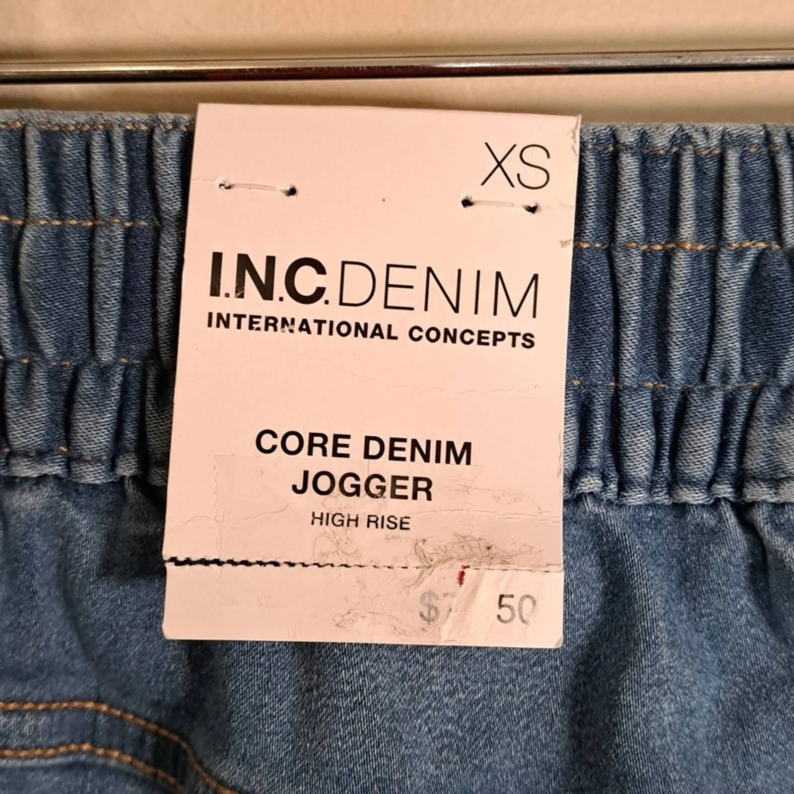 INC High Rise Denim Jogger Pants XS Medium Indigo