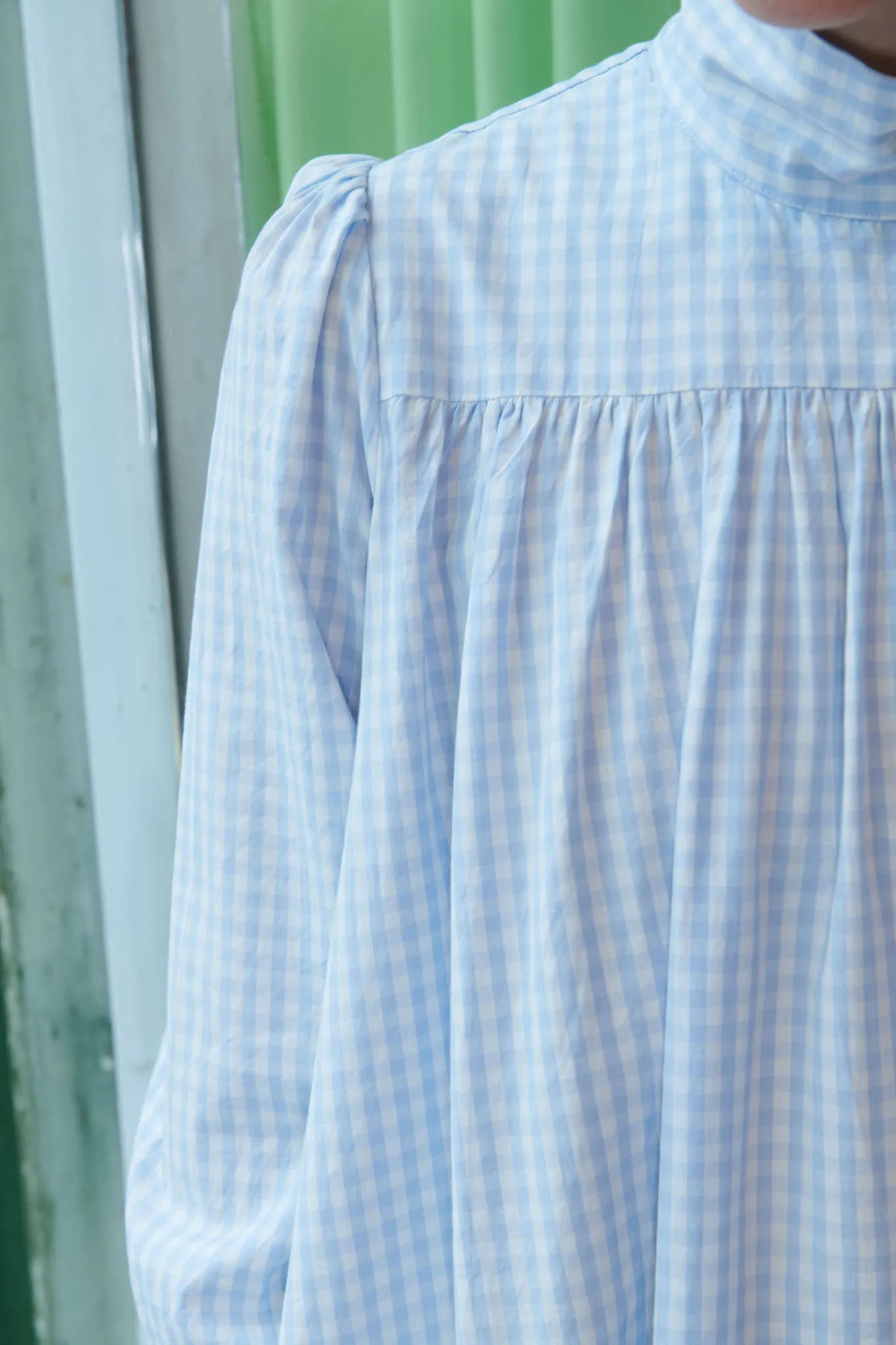 Iva Dress in Pale Blue Gingham