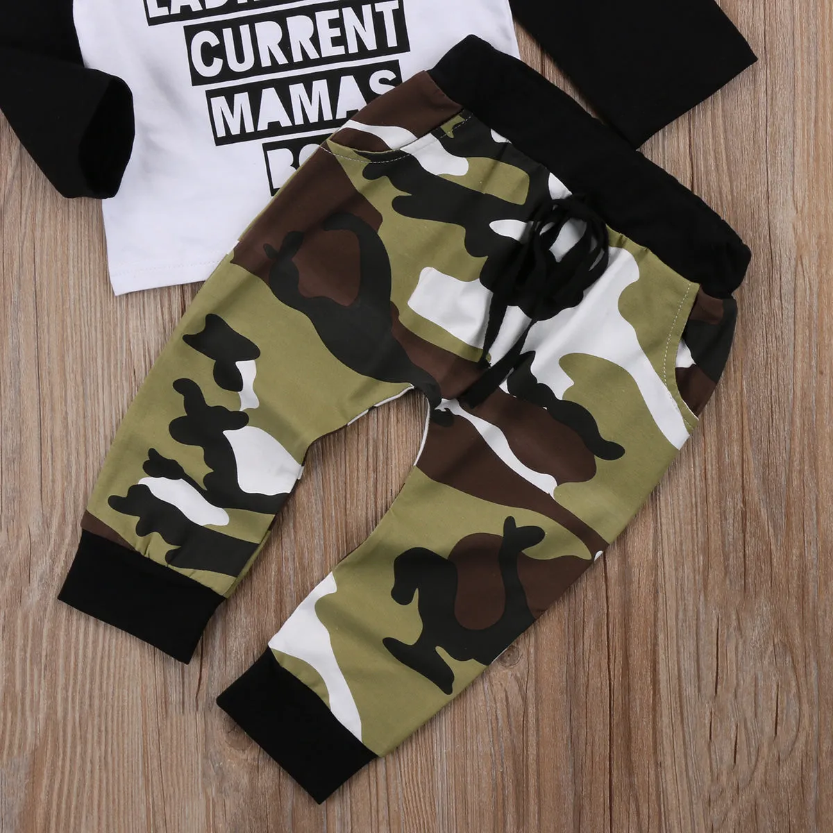 Kids Clothes Patchwork long sleeve Boy T-shirt Top   Camouflage Pants Leggings Outfits