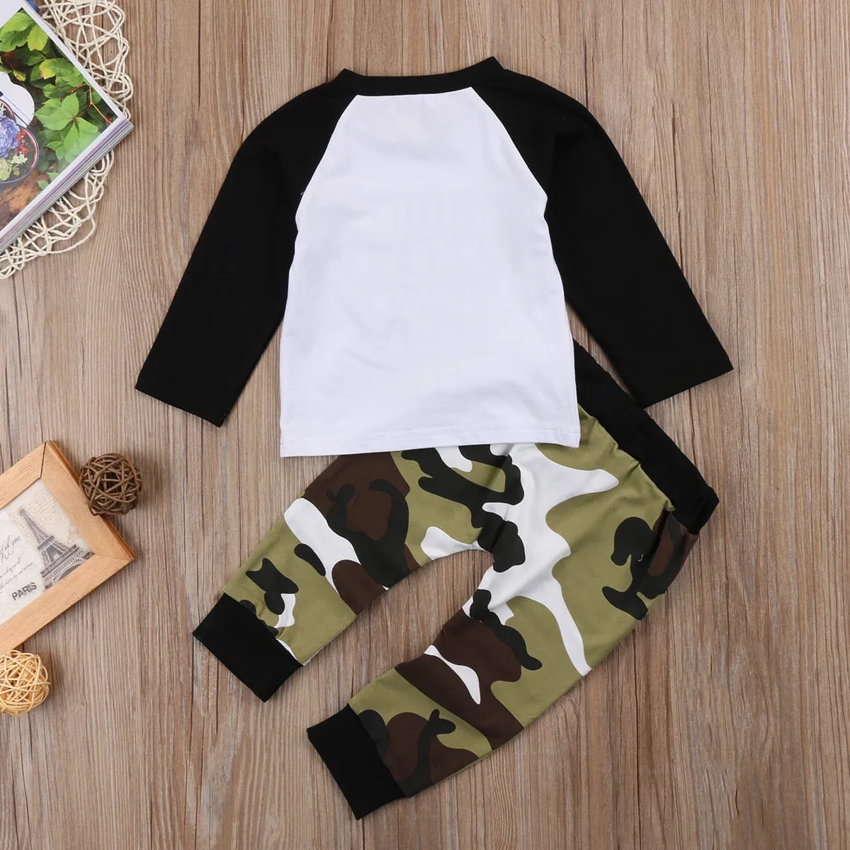 Kids Clothes Patchwork long sleeve Boy T-shirt Top   Camouflage Pants Leggings Outfits