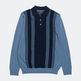 Knit Polo Stripe 12G - Blue