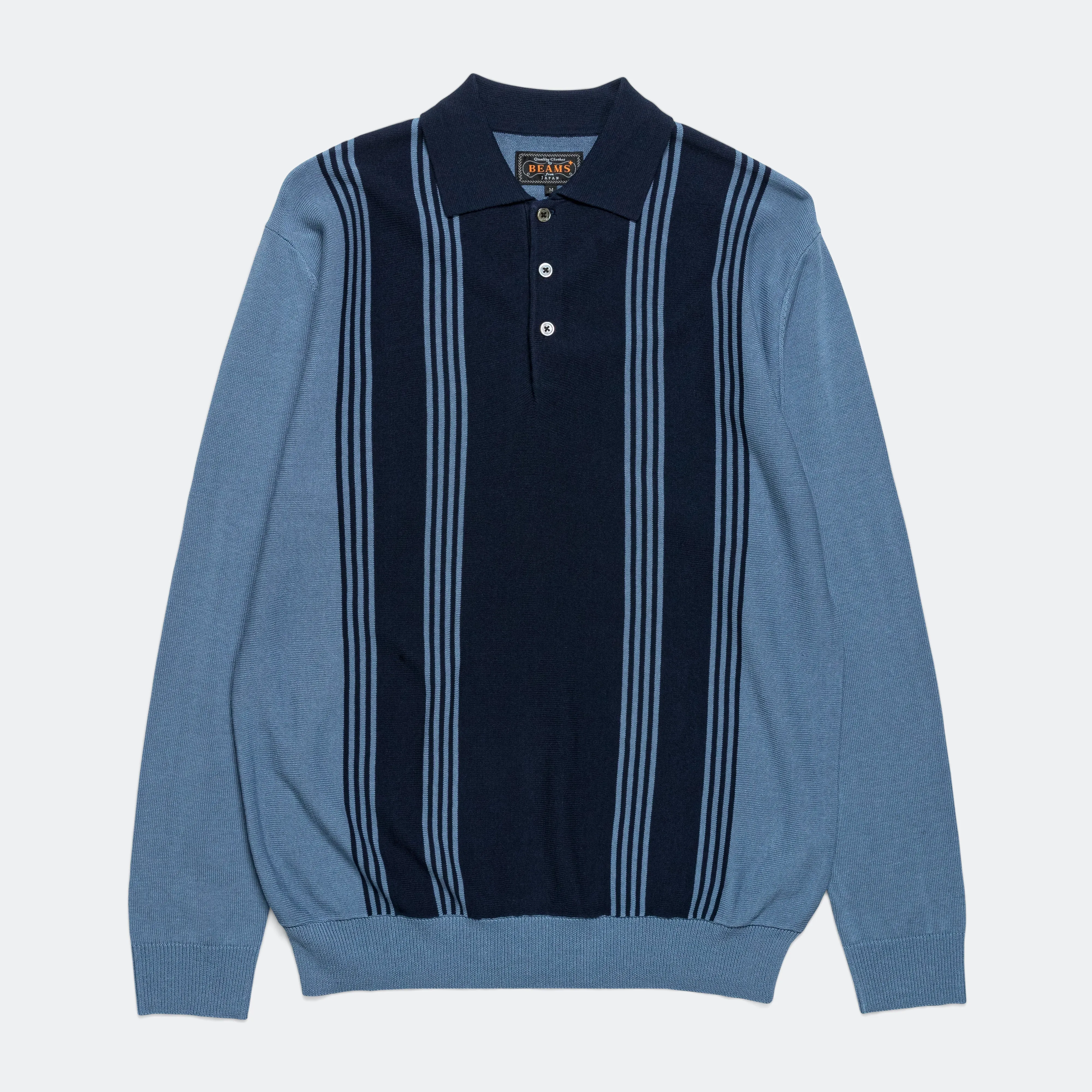 Knit Polo Stripe 12G - Blue