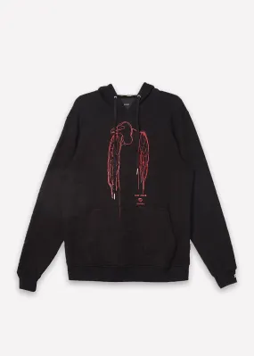 Konus Men's Vulture Print Hoodie in Black