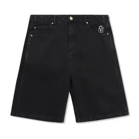 Lock Denim Shorts, Flat Black
