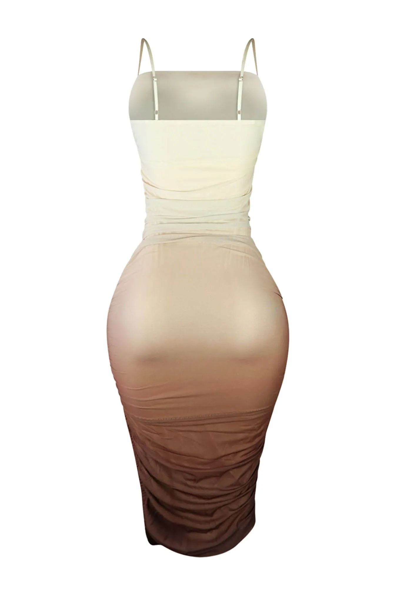 Macchiato Ombre Mesh Ruched Dress