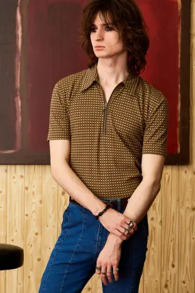 Mambo Sun Brown Retro Zip Top - SSA446 - S