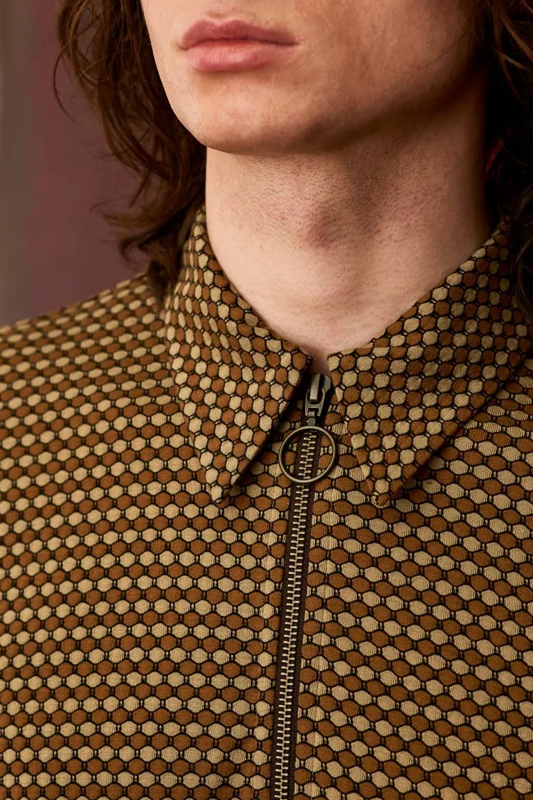 Mambo Sun Brown Retro Zip Top - SSA446 - S