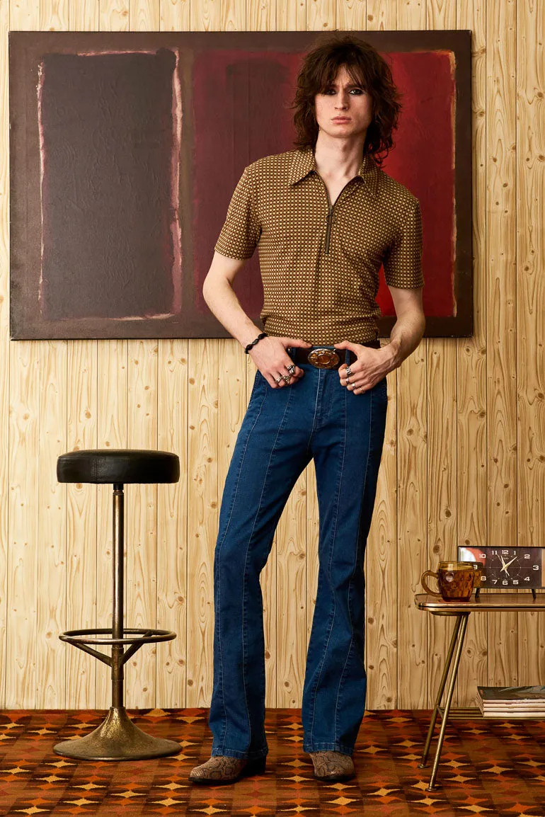 Mambo Sun Brown Retro Zip Top - SSA446 - S