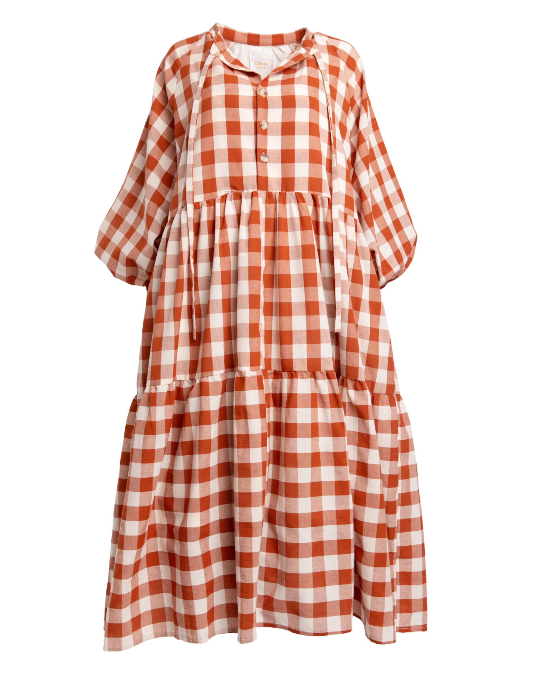 Maxi Avalon Smock Dress | Rust Gingham