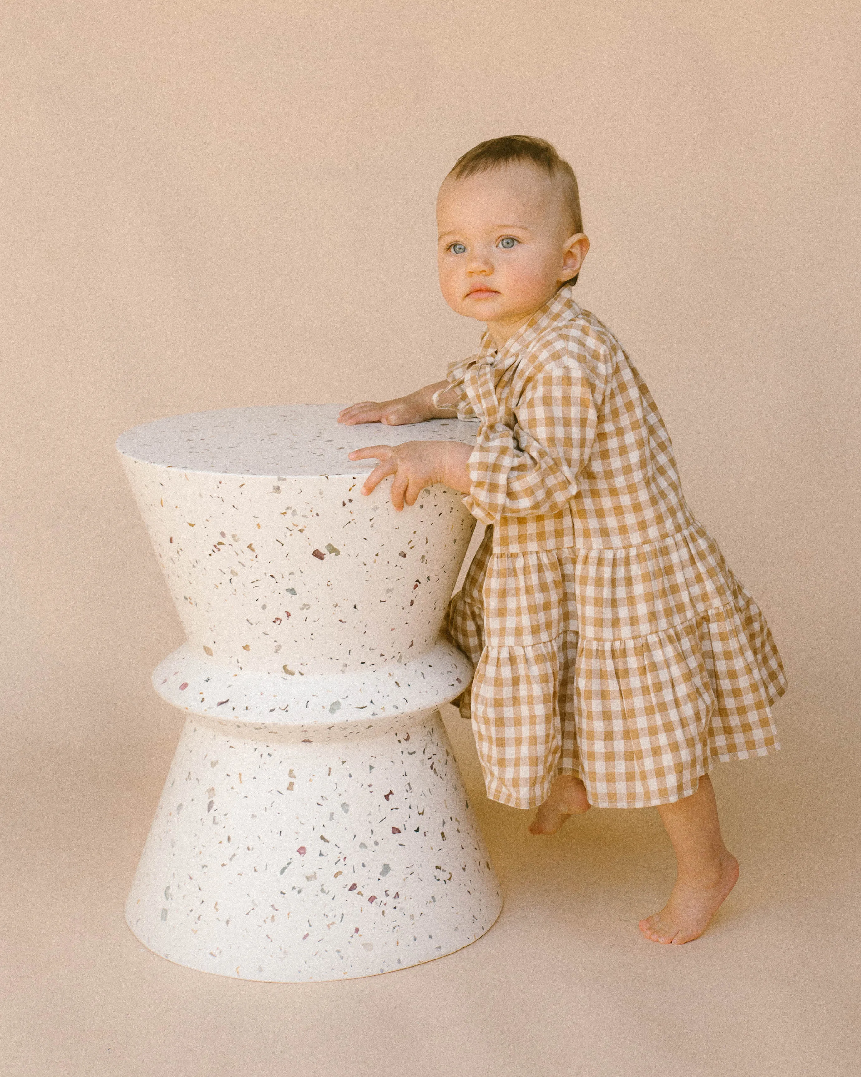 Mini Avalon Smock Dress | Caramel Gingham