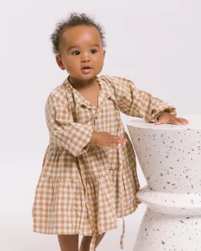 Mini Avalon Smock Dress | Caramel Gingham