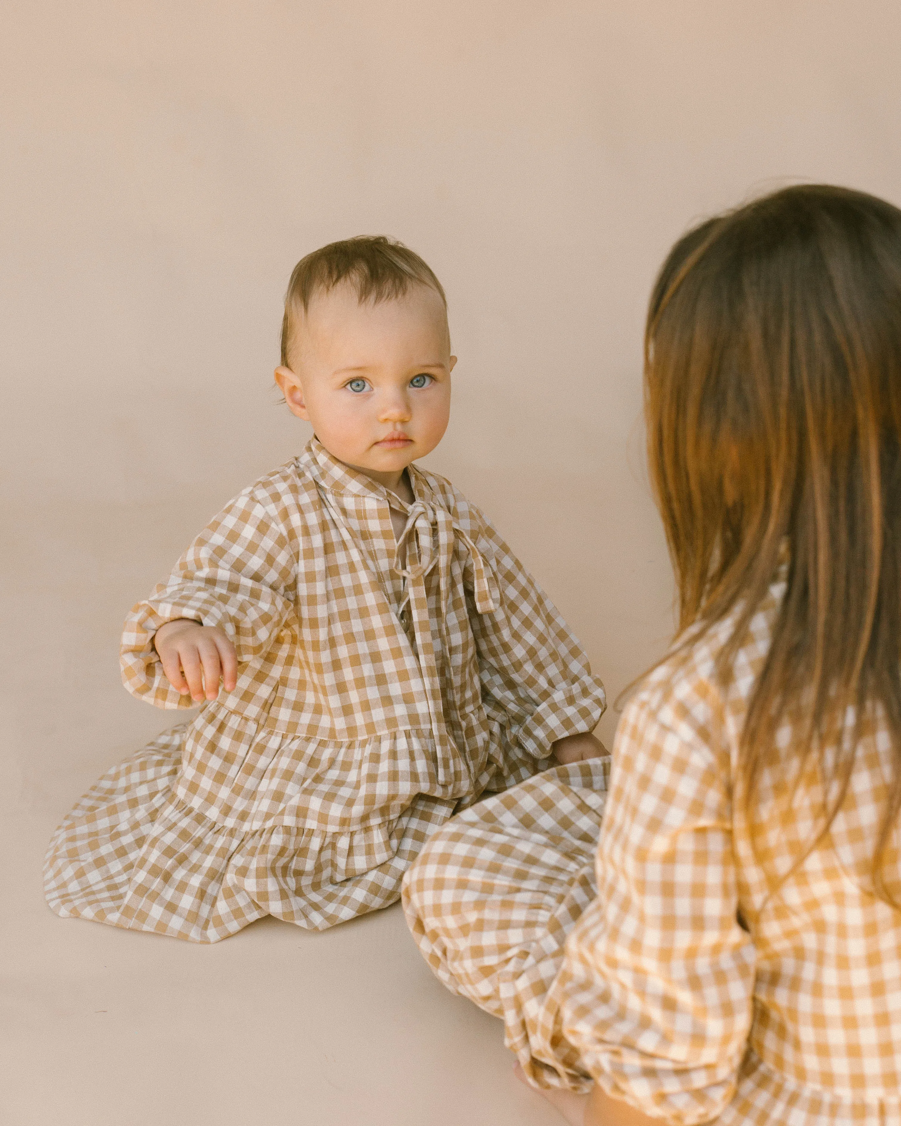 Mini Avalon Smock Dress | Caramel Gingham