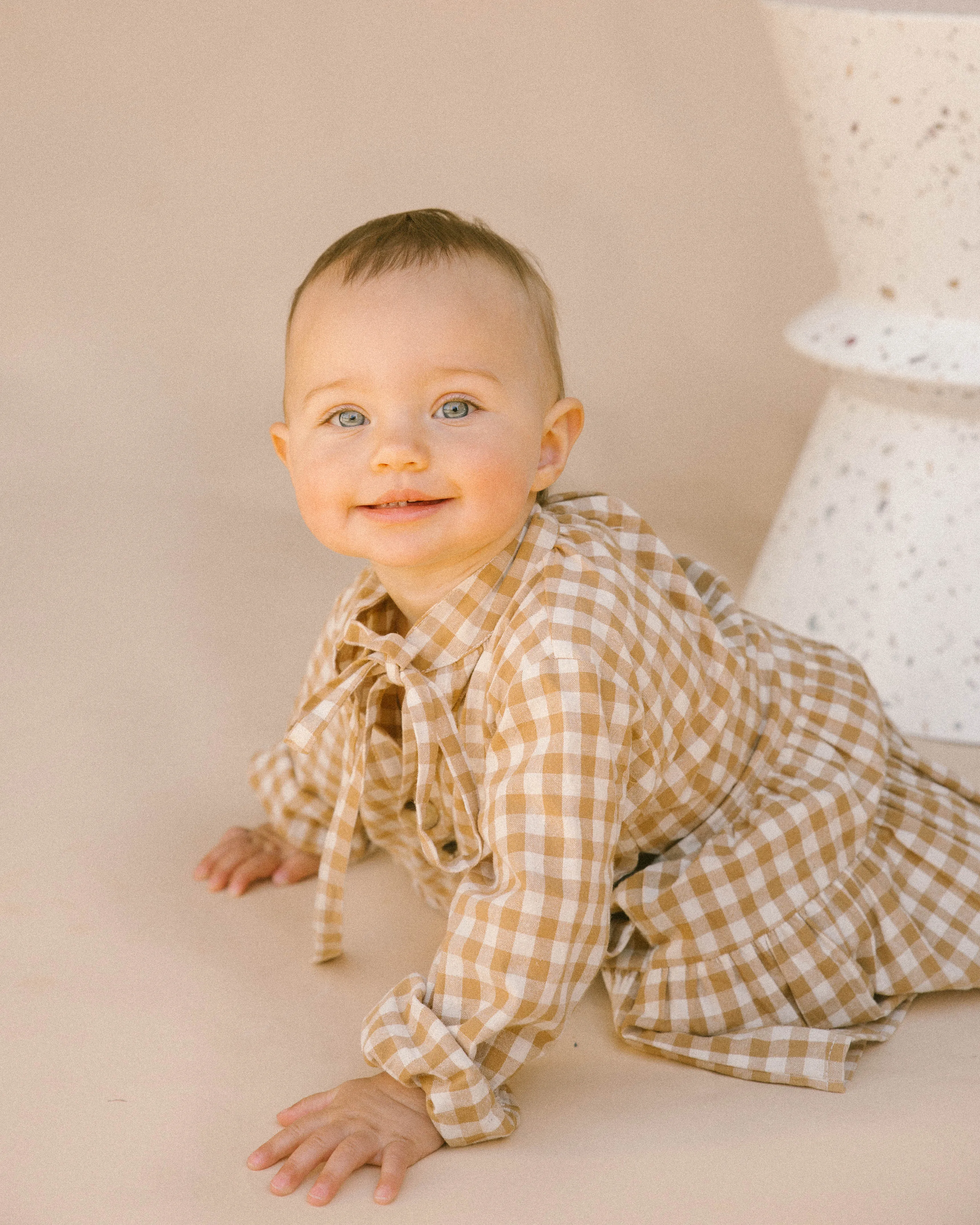 Mini Avalon Smock Dress | Caramel Gingham
