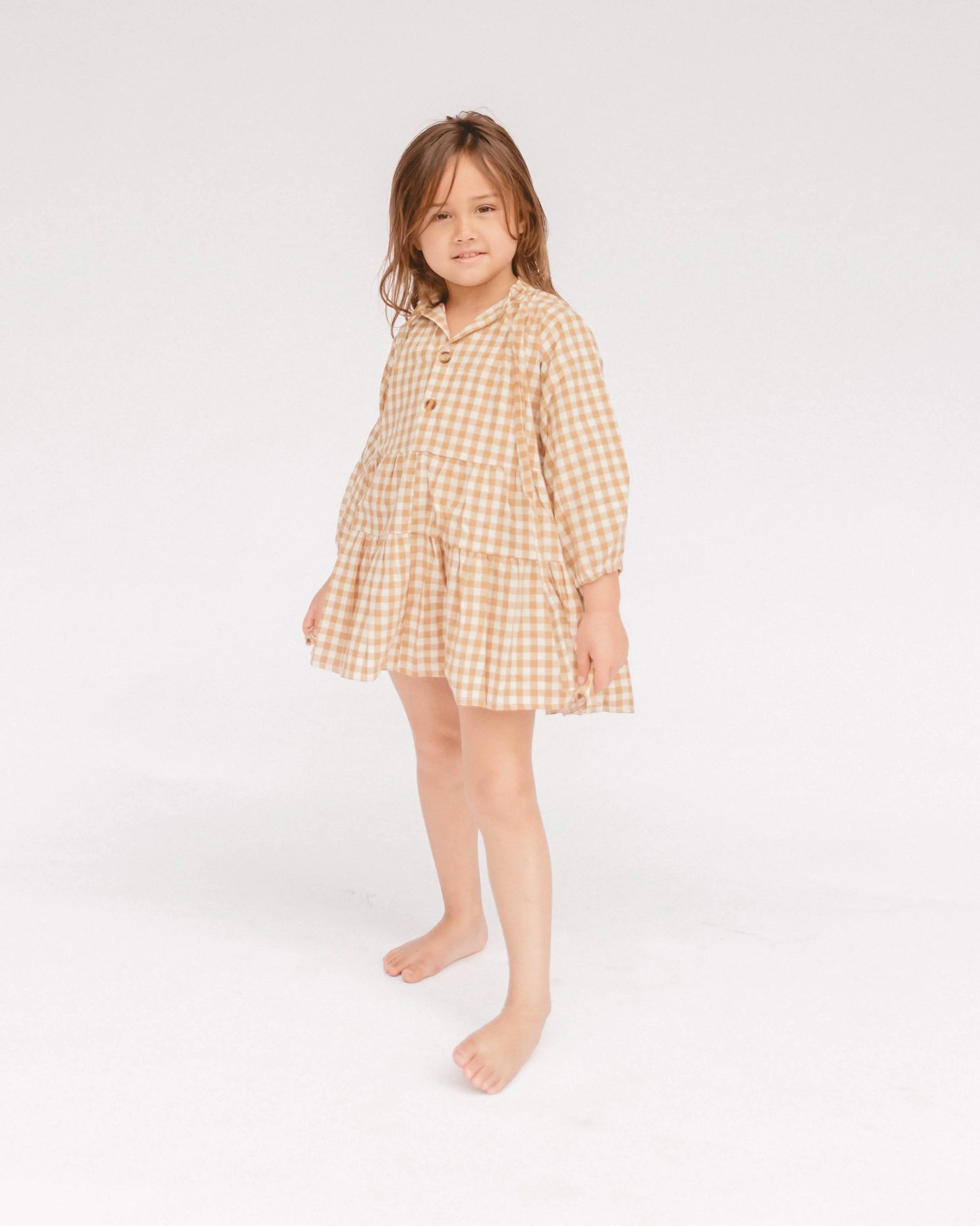 Mini Avalon Smock Dress | Caramel Gingham