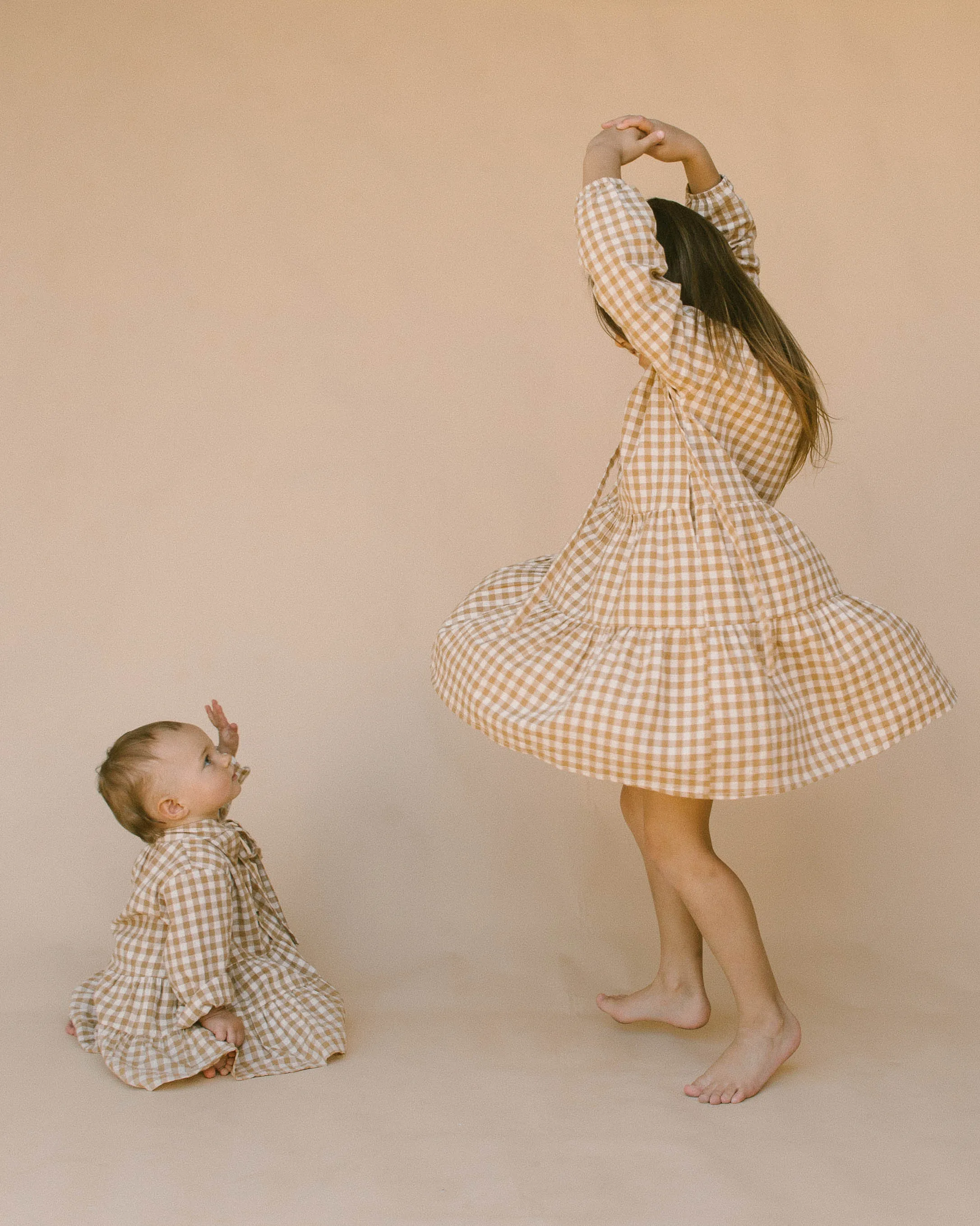 Mini Avalon Smock Dress | Caramel Gingham