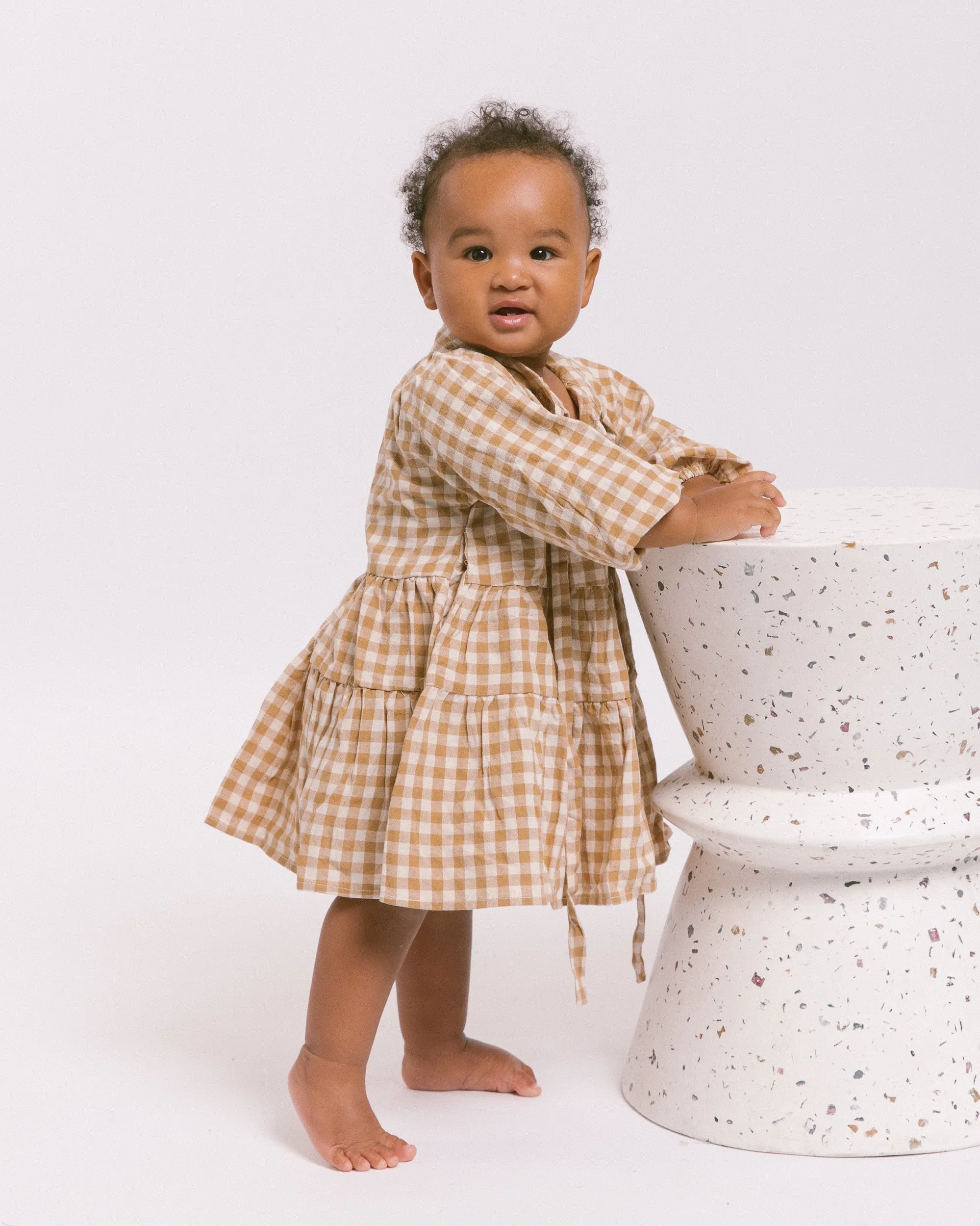 Mini Avalon Smock Dress | Caramel Gingham