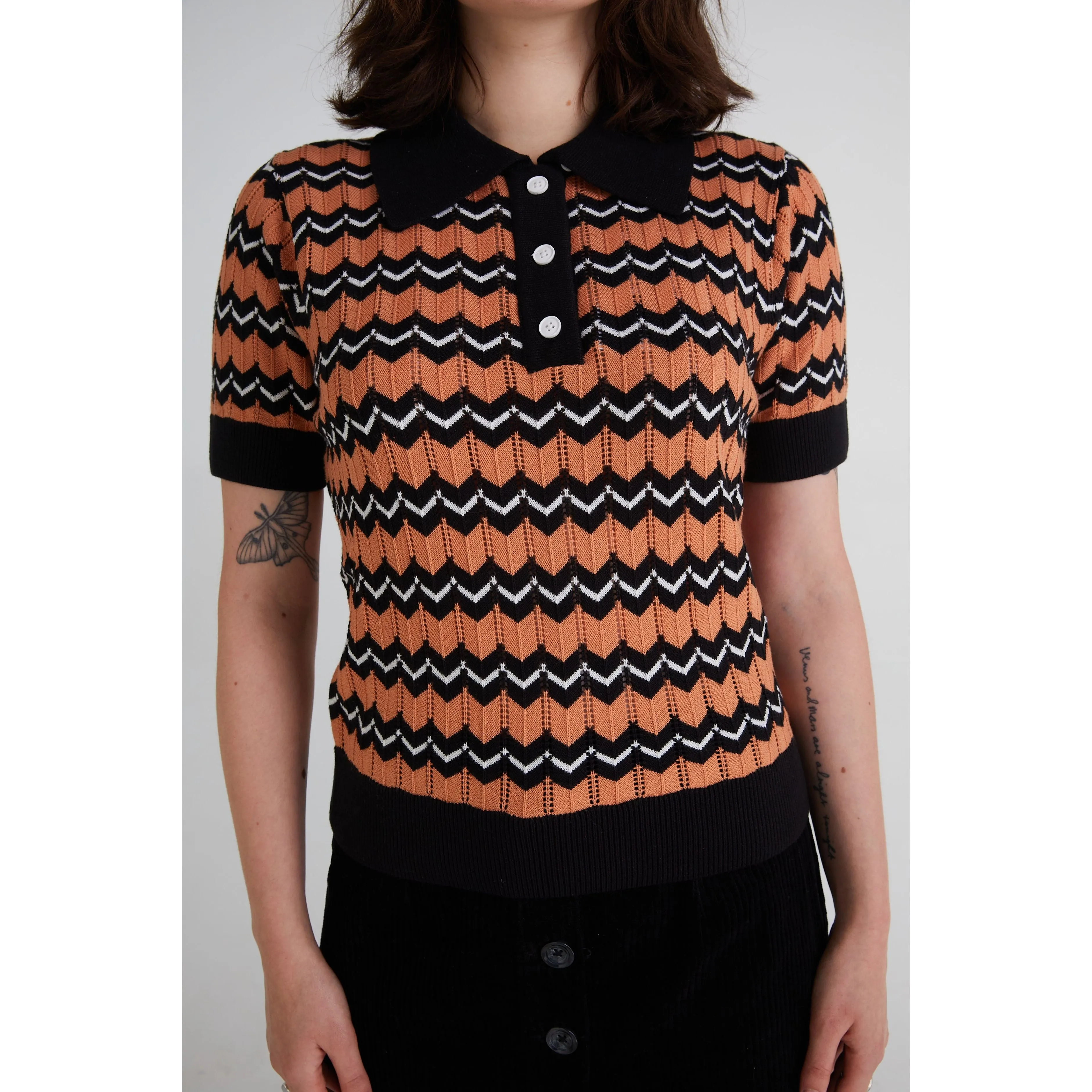 Mr Bridger - Women's Supremely Fine Gauge 'Diana' Black - Polo Knit