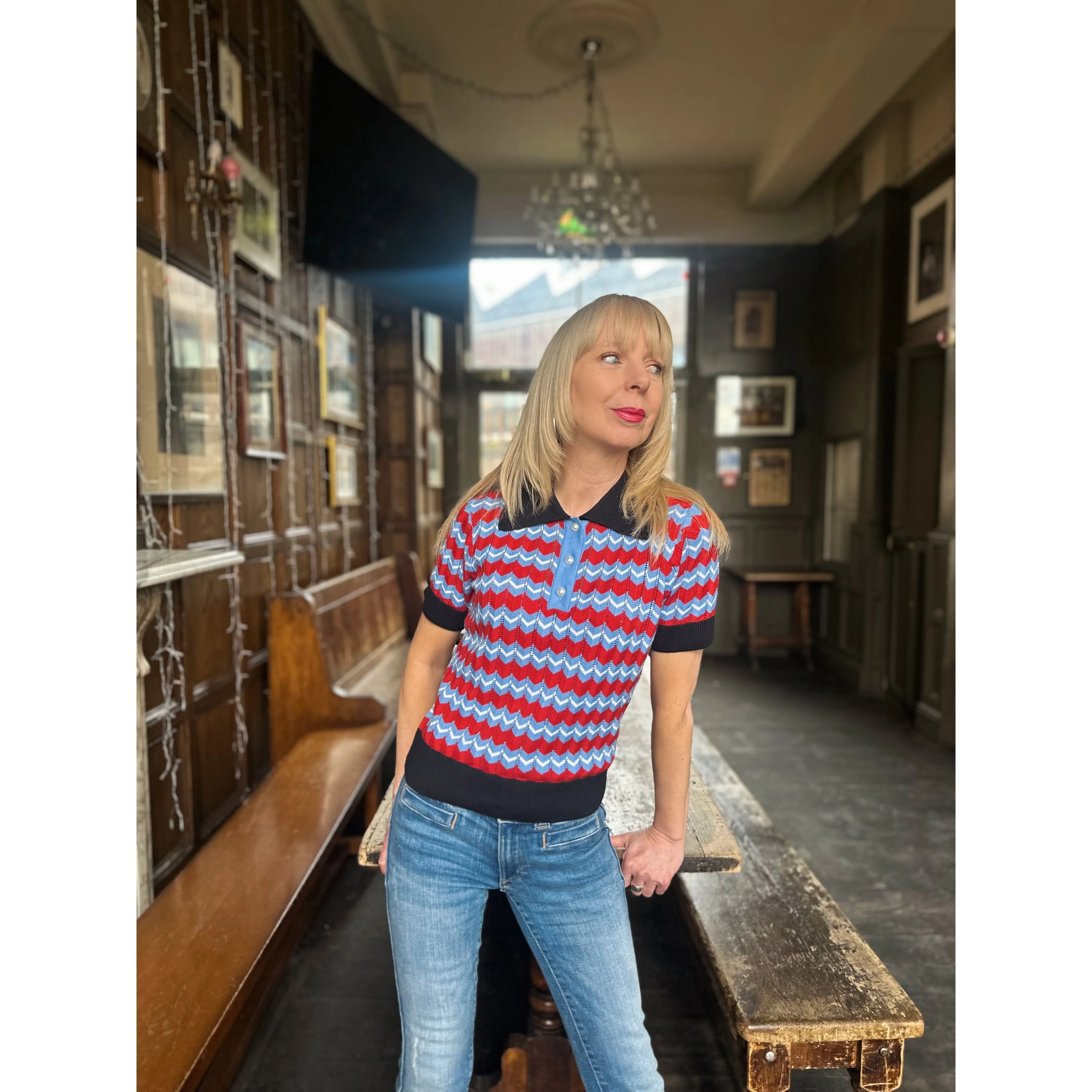 Mr Bridger - Women's Supremely Fine Gauge Sky - Polo Knit