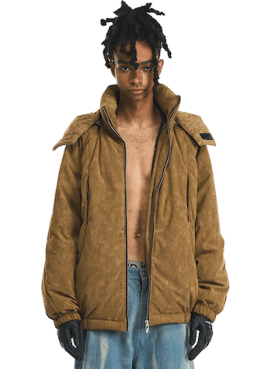 Multi Pocket Hooded High Neck Jacket