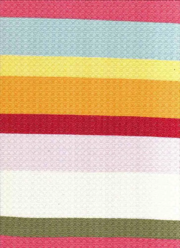 MULTICOLOR STRIPE PRINTED ON POLYESTER RAYON SPANDEX WAFFLE NFS190712-038