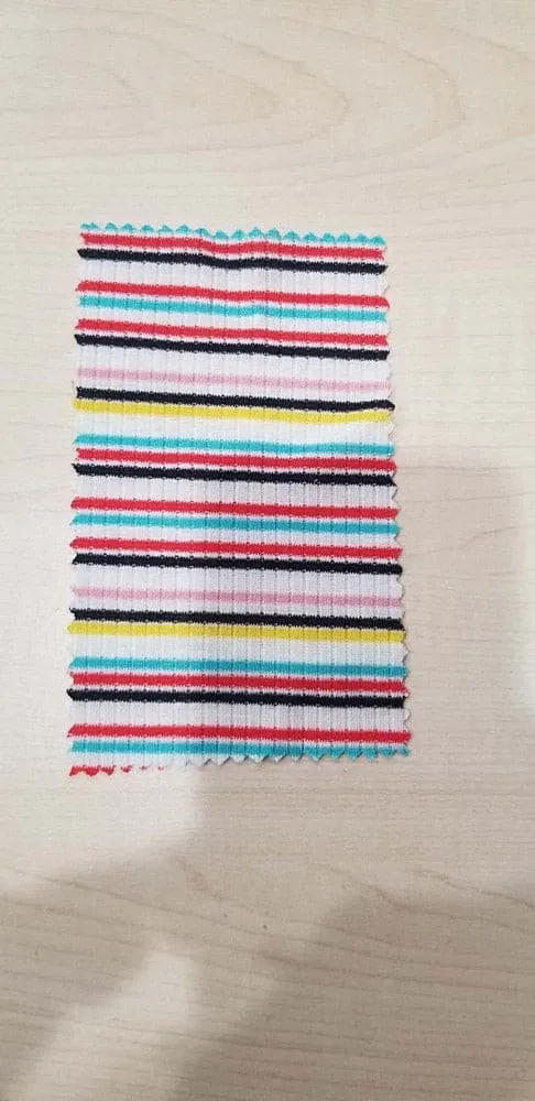 MULTICOLOR YARN DYE 4X2 RIB POLYESTER RAYON SPANDEX N NOV-STP9817