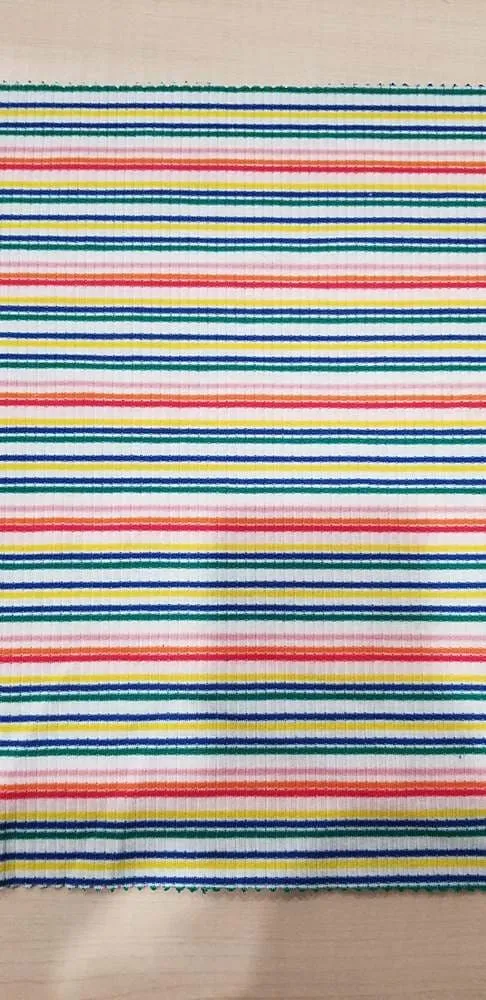 MULTICOLOR YARN DYE 4X2 RIB POLYESTER RAYON SPANDEX N NOV-STP9817